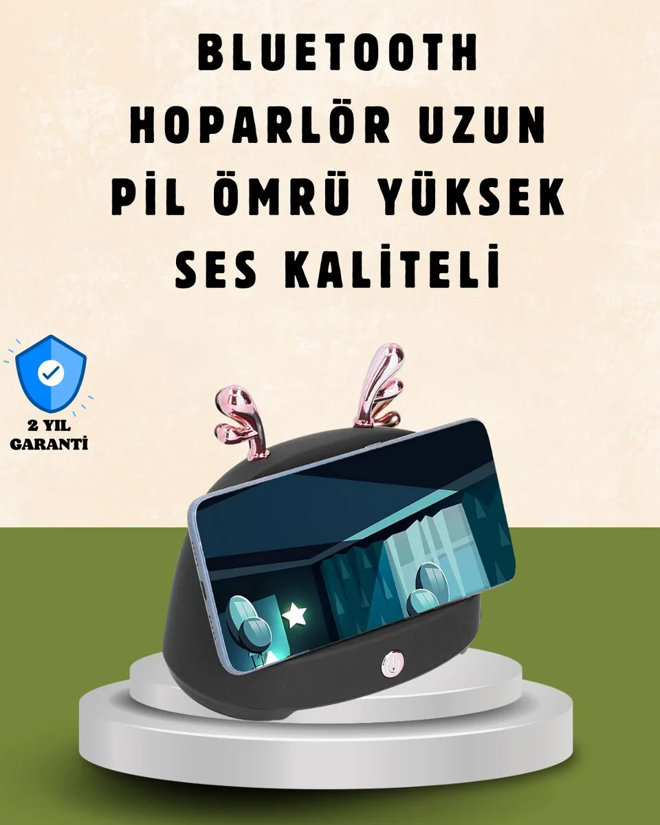 Kablosuz İndüksiyonlu Telefon Tutucu & Hoparlör - Net Ses, 5 Saat Pil Ömrü