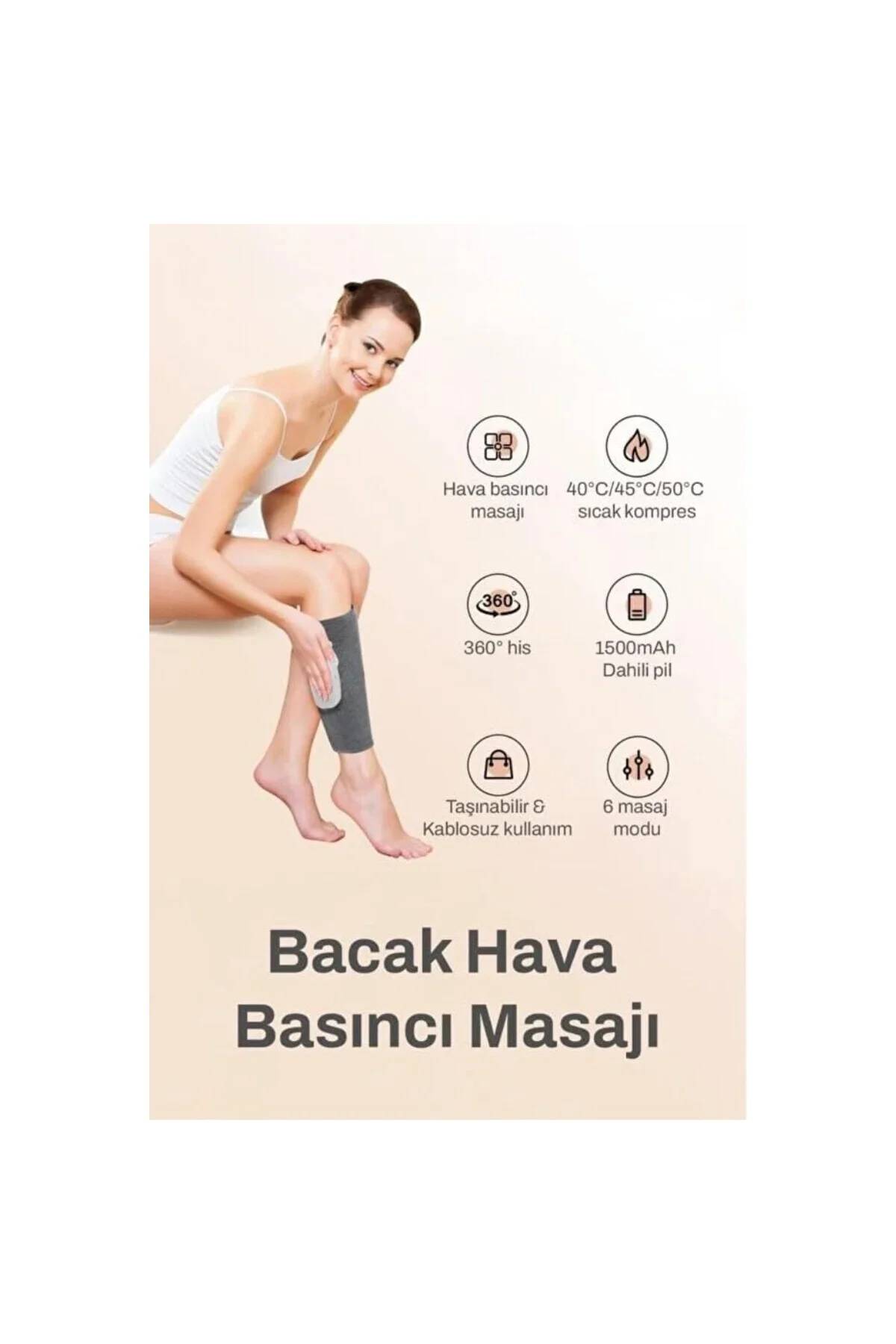 Kablosuz Isıtmalı Masaj Aleti Bacak Kol Hava Basınçlı Yoğurma Sık