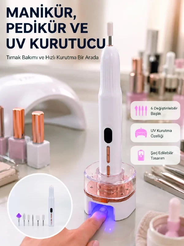 Kablosuz Jel Oje Kurutma ve Tırnak Bakımı Cihazı - Şarj Edilebilir ve Taşınabilir