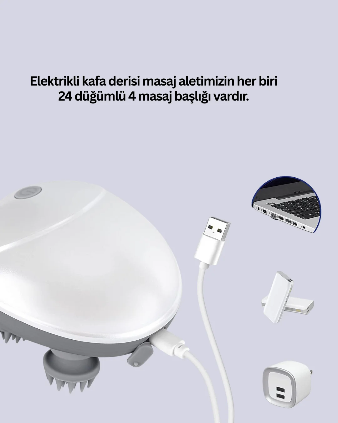 Kablosuz Kafa ve Vücut Masaj Aleti Taşınabilir Tasarım