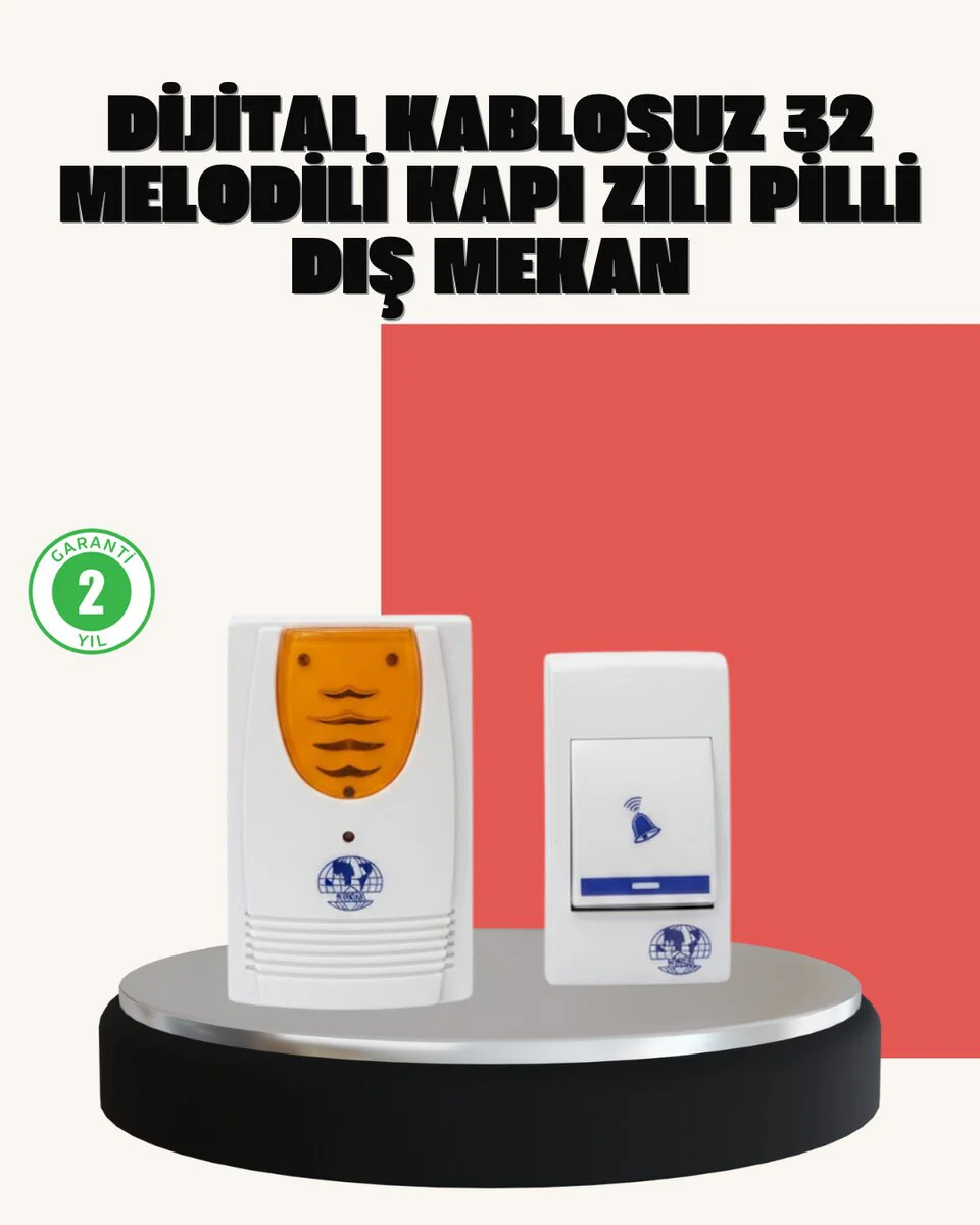 Kablosuz Kapı Zili - Pratik Kurulum, 32 Melodi ve Estetik Tasarım