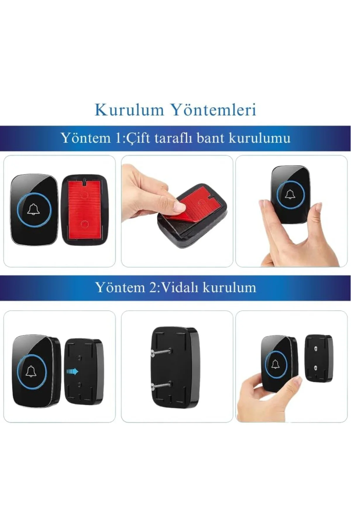 Kablosuz Kapı Zili Uzaktan Kumandalı Led Işıklı Kapı Zili Yüksek Sesli Uzun Mesafel