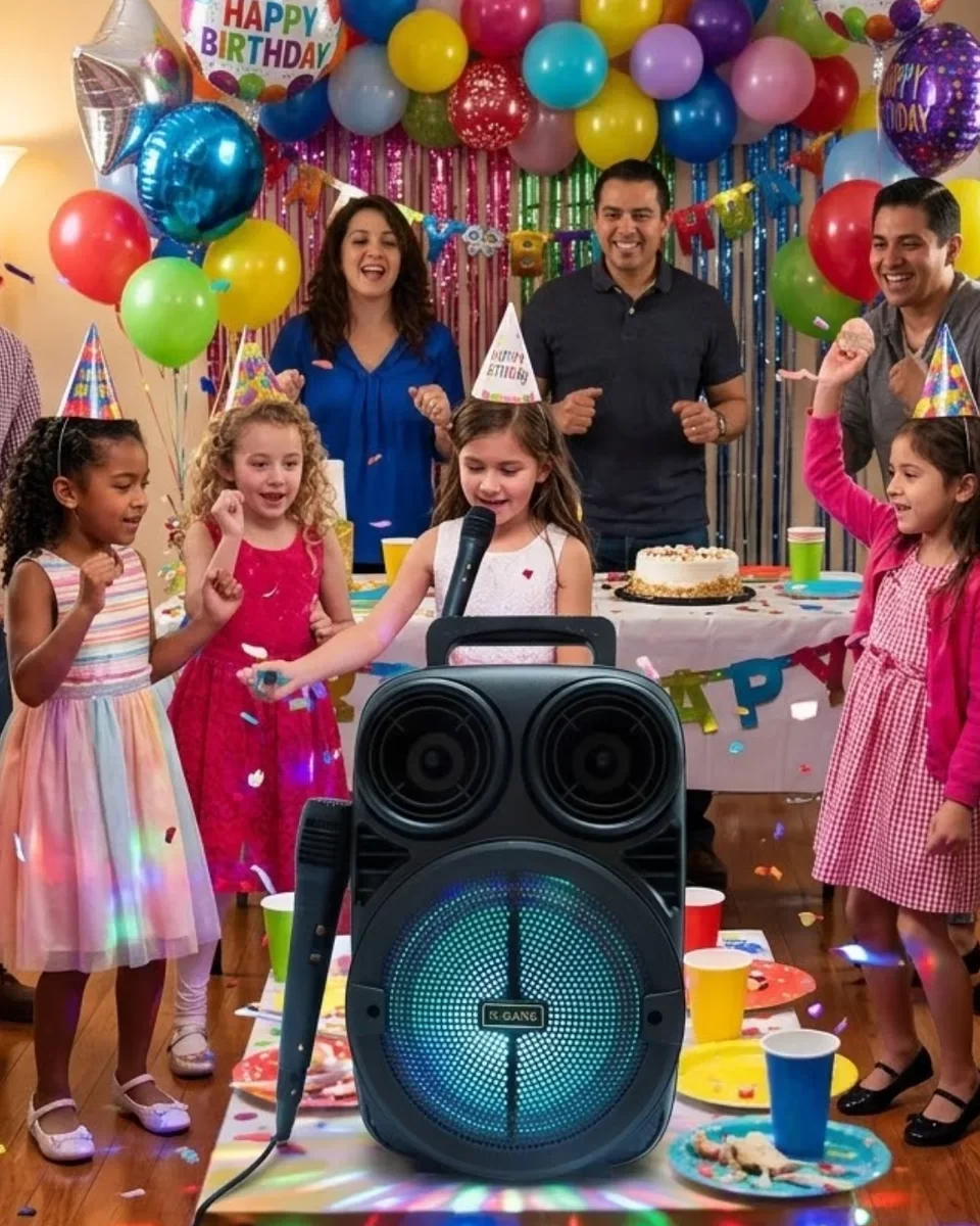 Kablosuz Karaoke Hoparlör - RGB Işıklı Bluetooth Speaker, Mikrofonlu ve Şık Tasarım