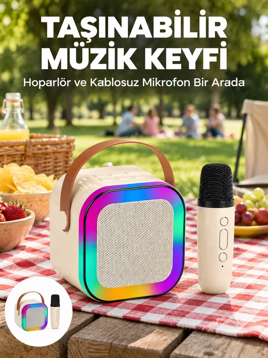 Kablosuz Karaoke Mikrofon Hoparlör Seti - 10-20W Güçlü Ses ve Yeni Nesil Deneyim