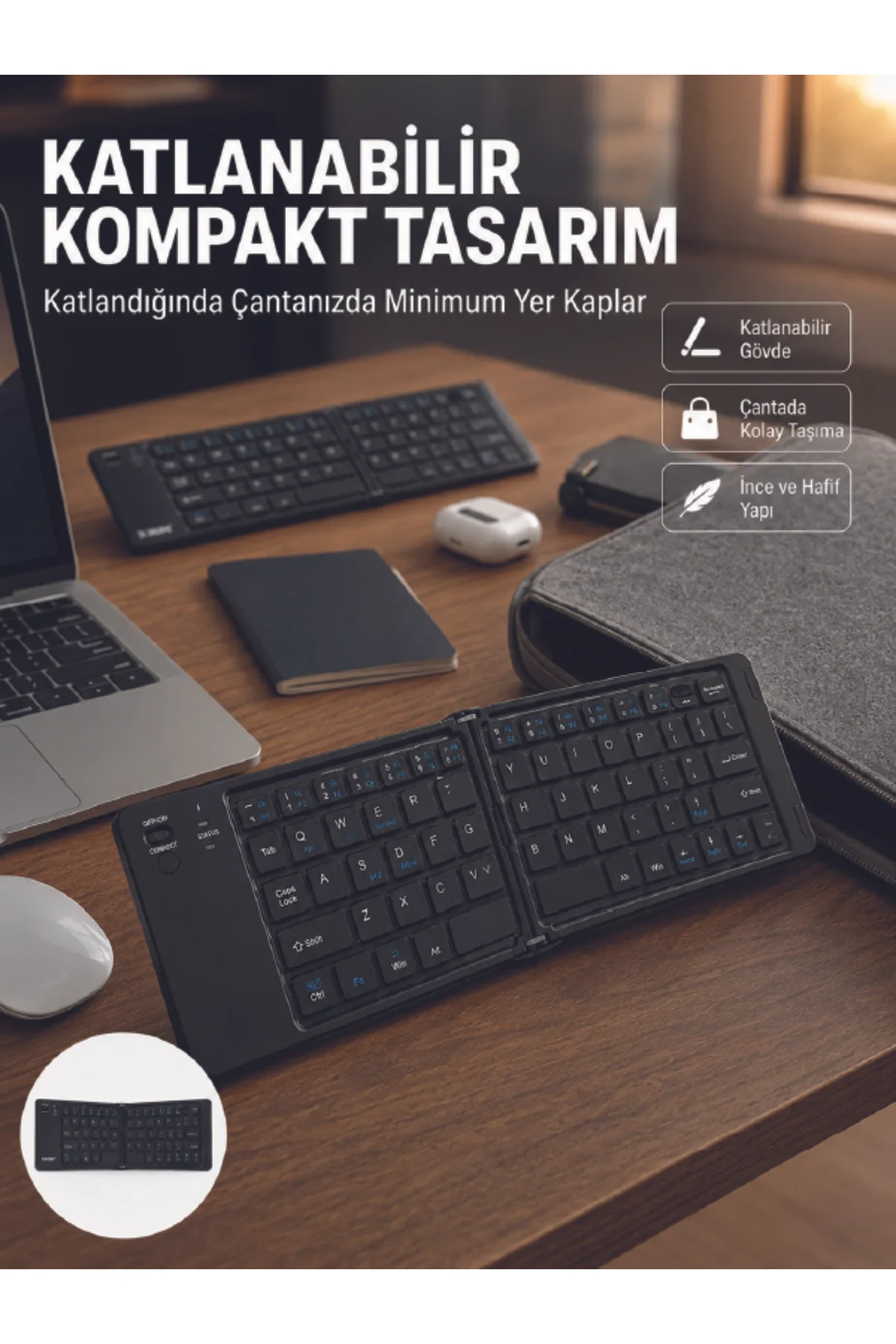 Kablosuz Katlanabilir Bluetooth Klavye Telefon Tablet Bilgisayar Uyumlu Kablosuz Katlanabilir Bluetooth Klavye Telefon Tablet Bilgisayar Uyumlu