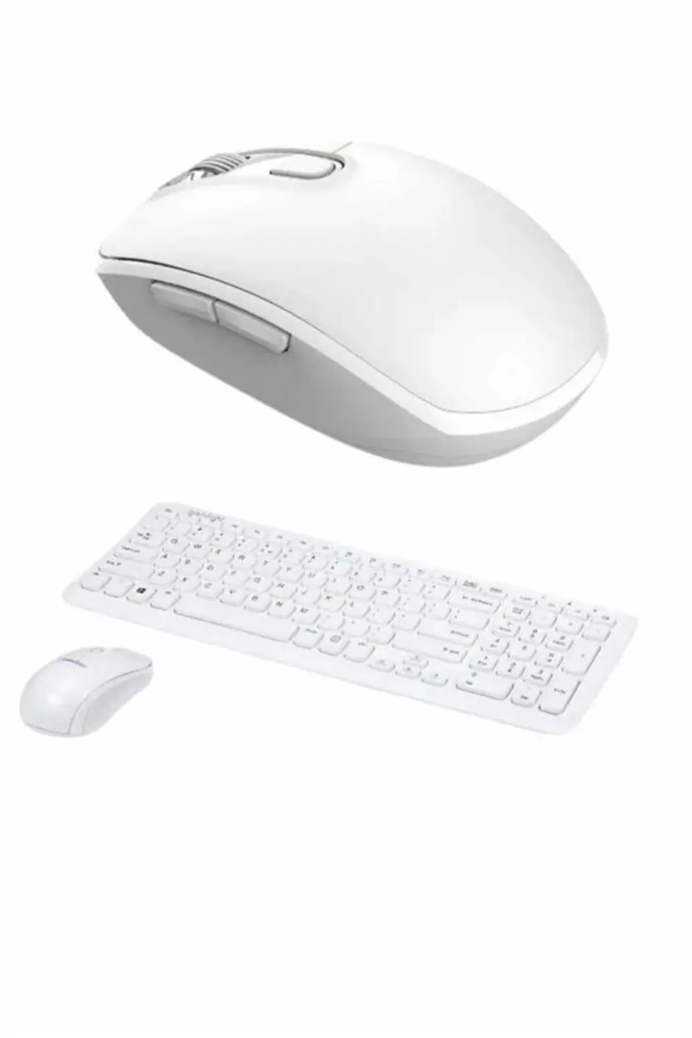 Kablosuz Klavye Mouse Seti Beyaz Q Klavye Tüm Cihazlara Uyumlu