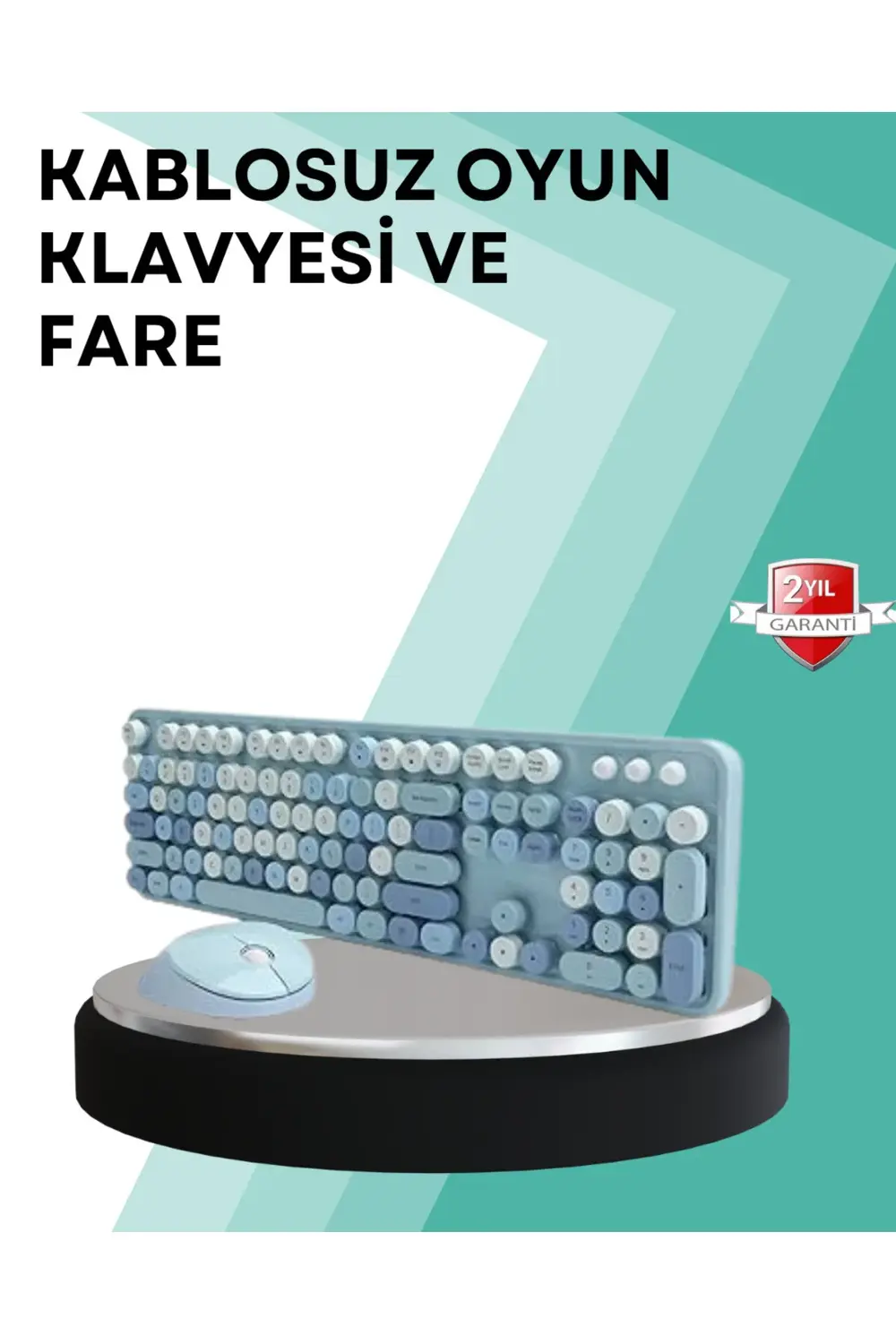 Kablosuz Klavye ve Mouse Seti – Sessiz Tuş, Retro Tasarım