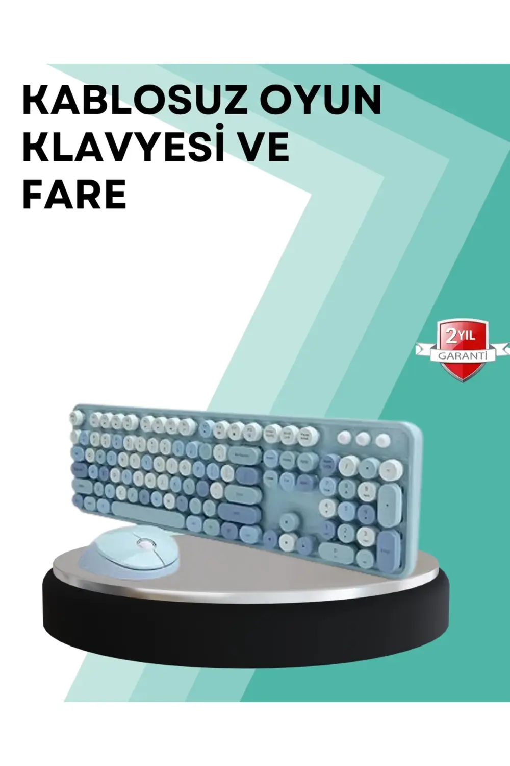 Kablosuz Klavye ve Mouse Seti – Sessiz Tuş Retro Tasarım