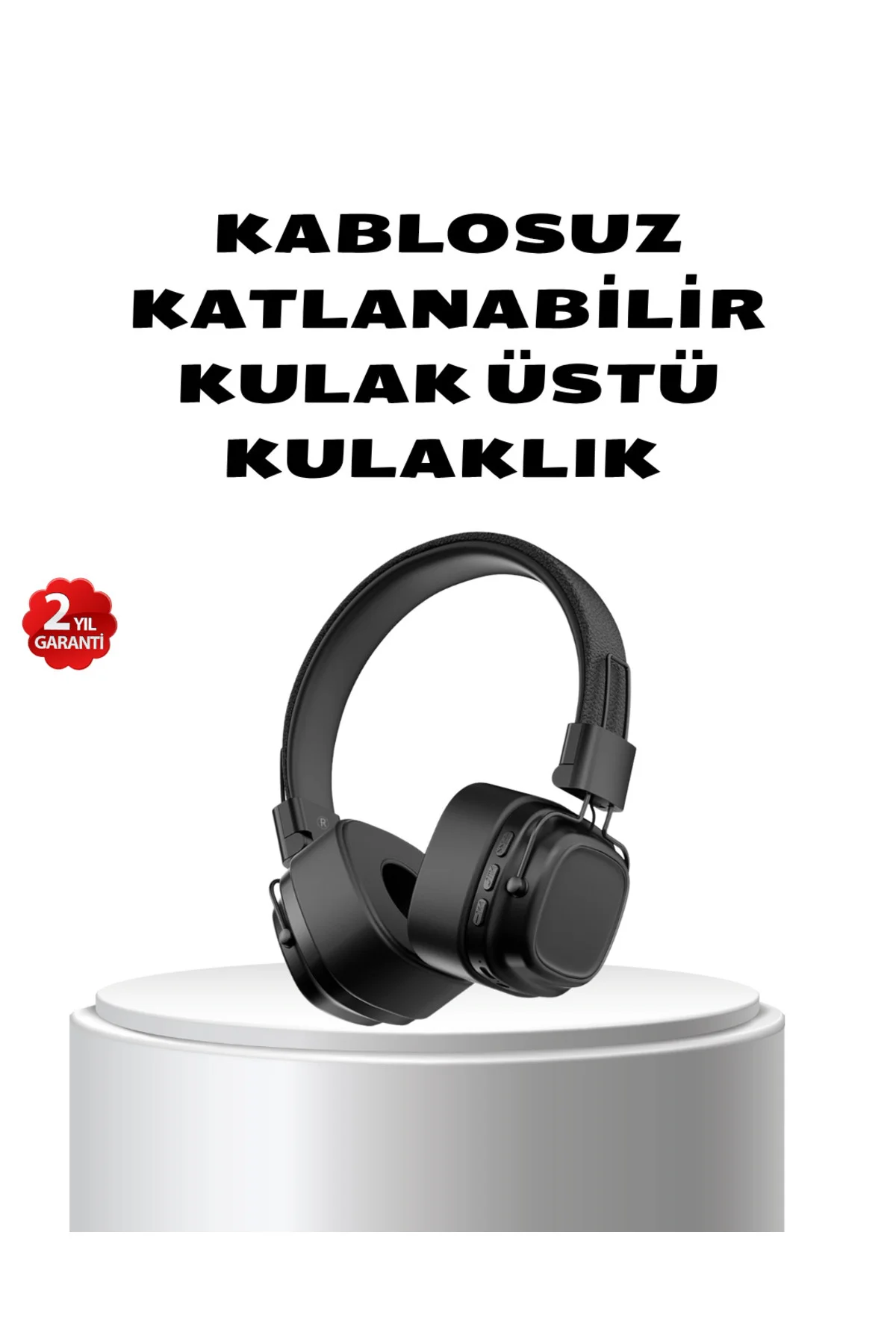 Kablosuz Kulak Üstü Bluetooth Kulaklık Güçlü Bas ve Katlanabilir 