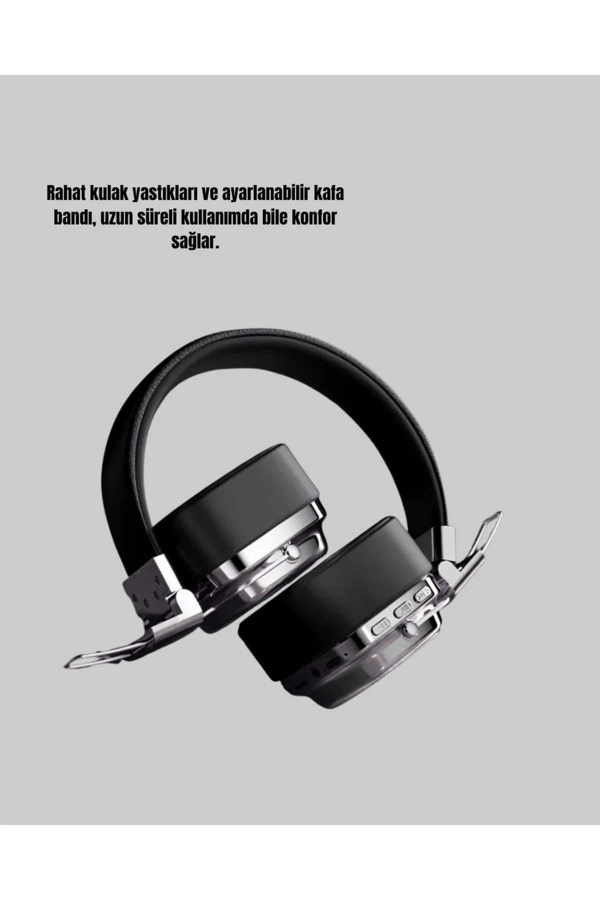 Kablosuz Kulak Üstü Bluetooth Kulaklık Güçlü Bas ve Katlanabilir 