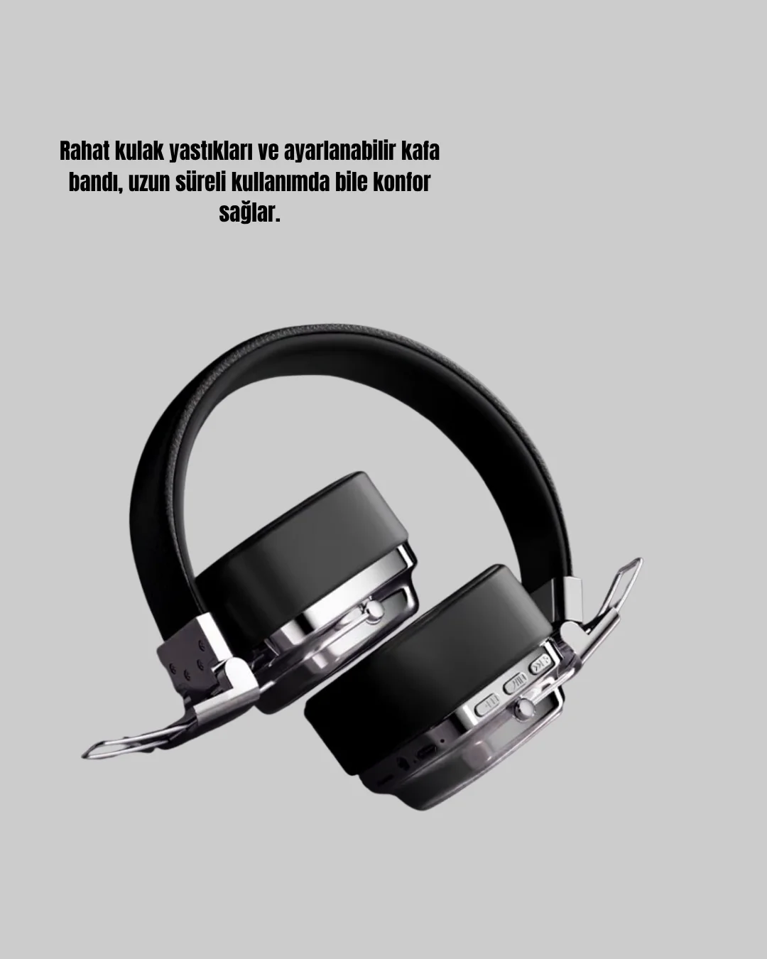 Kablosuz Kulak Üstü Bluetooth Kulaklık Güçlü Bas ve Katlanabilir 