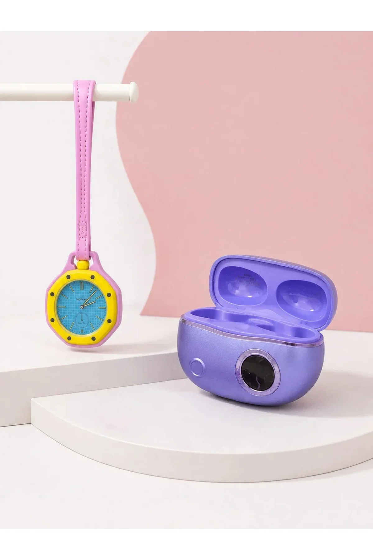 Kablosuz Kulaklık ve Pembe Çanta Charm Saat İkili Seti Şarj Kutulu Taşınabilir Tasarım Kablosuz Kulaklık ve Pembe Çanta Charm Saat İkili Seti Şarj Kutulu Taşınabilir Tasarım