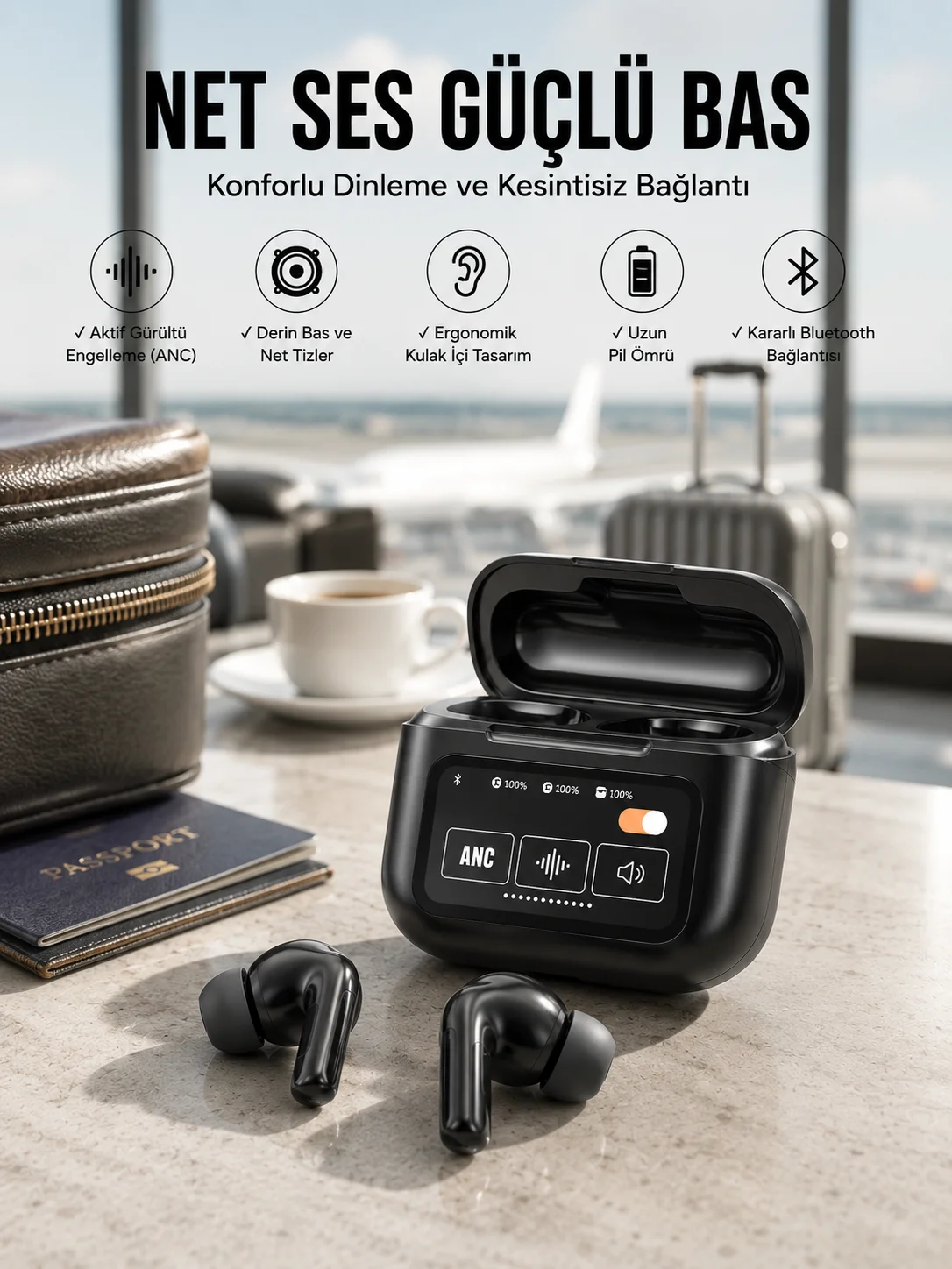Kablosuz Kulaklık Yeni Nesil Bluetooth Kulaklık ANC Özelliği