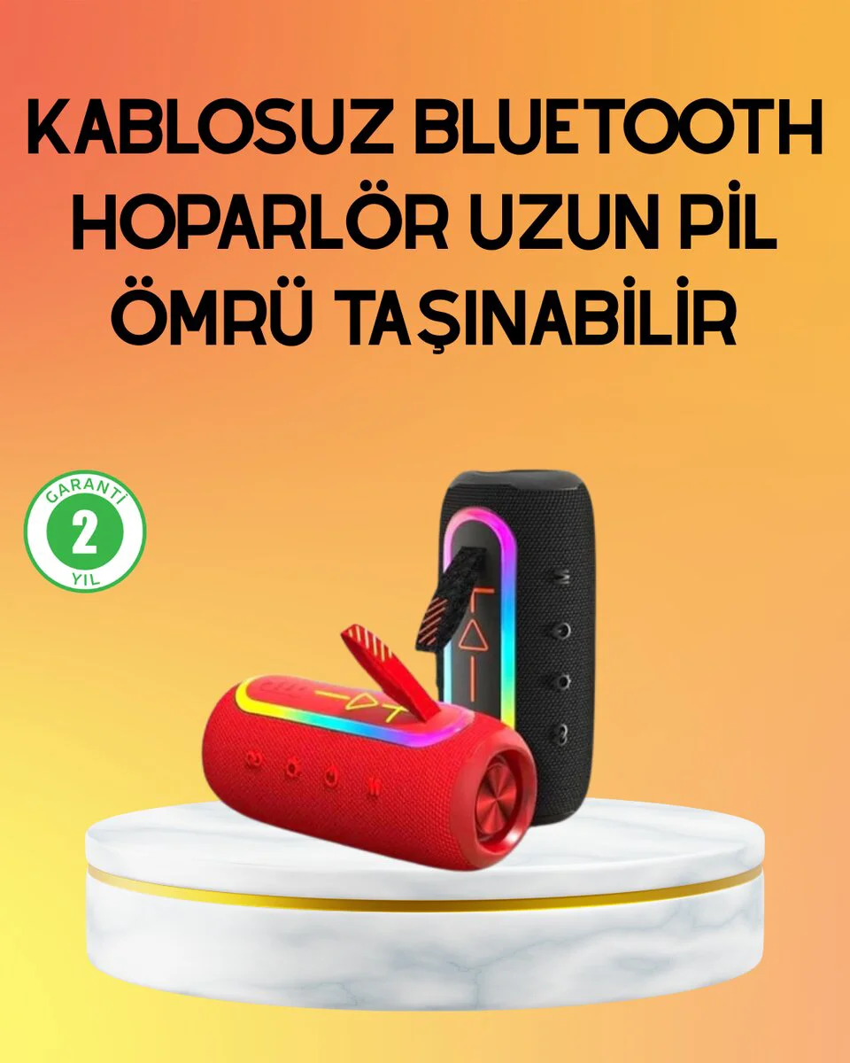 Kablosuz LED Işıklı Hoparlör - Yüksek Ses Kalitesi, IP67 Su ve Toz Geçirmez