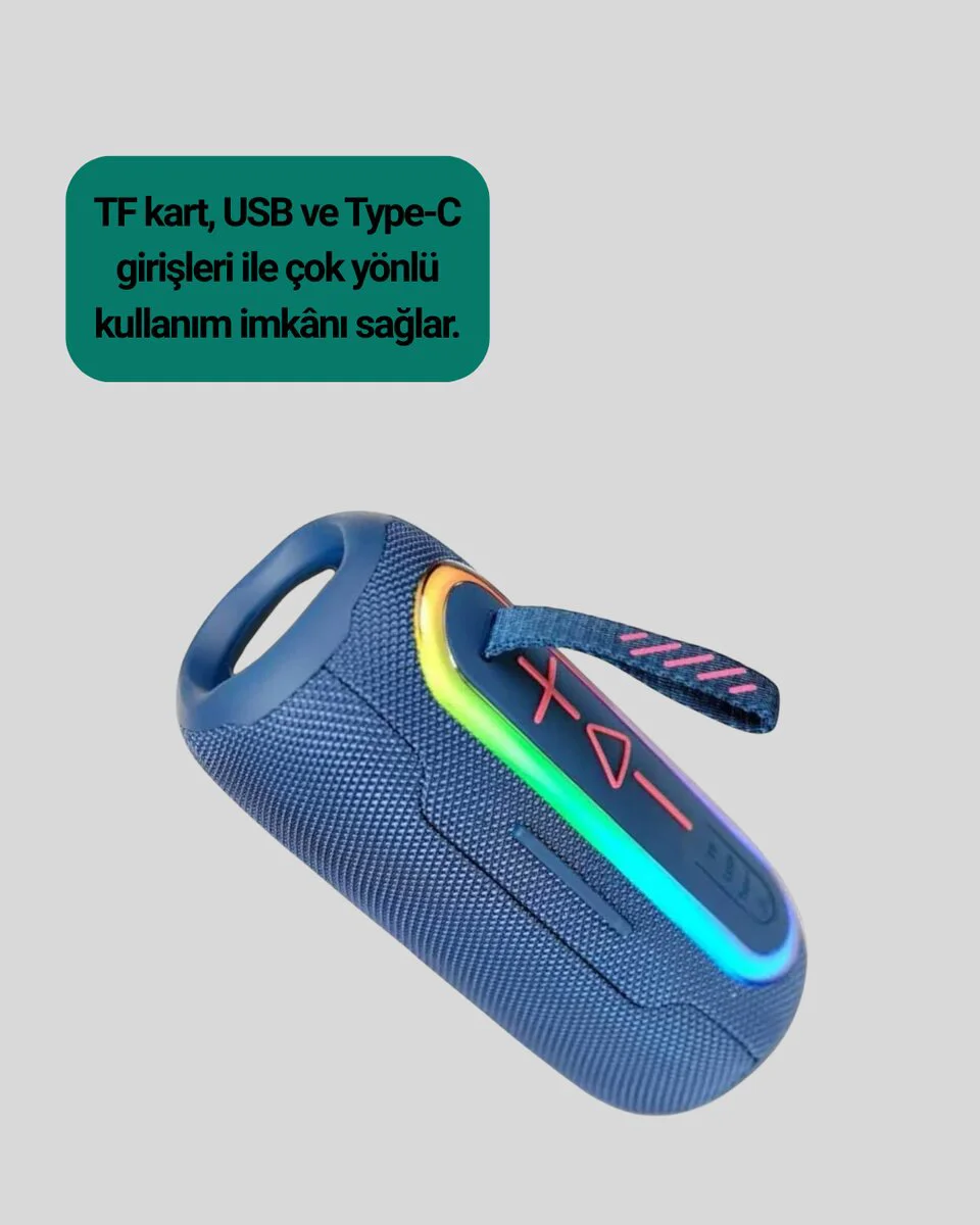 Kablosuz LED Işıklı Hoparlör - Yüksek Ses Kalitesi, IP67 Su ve Toz Geçirmez