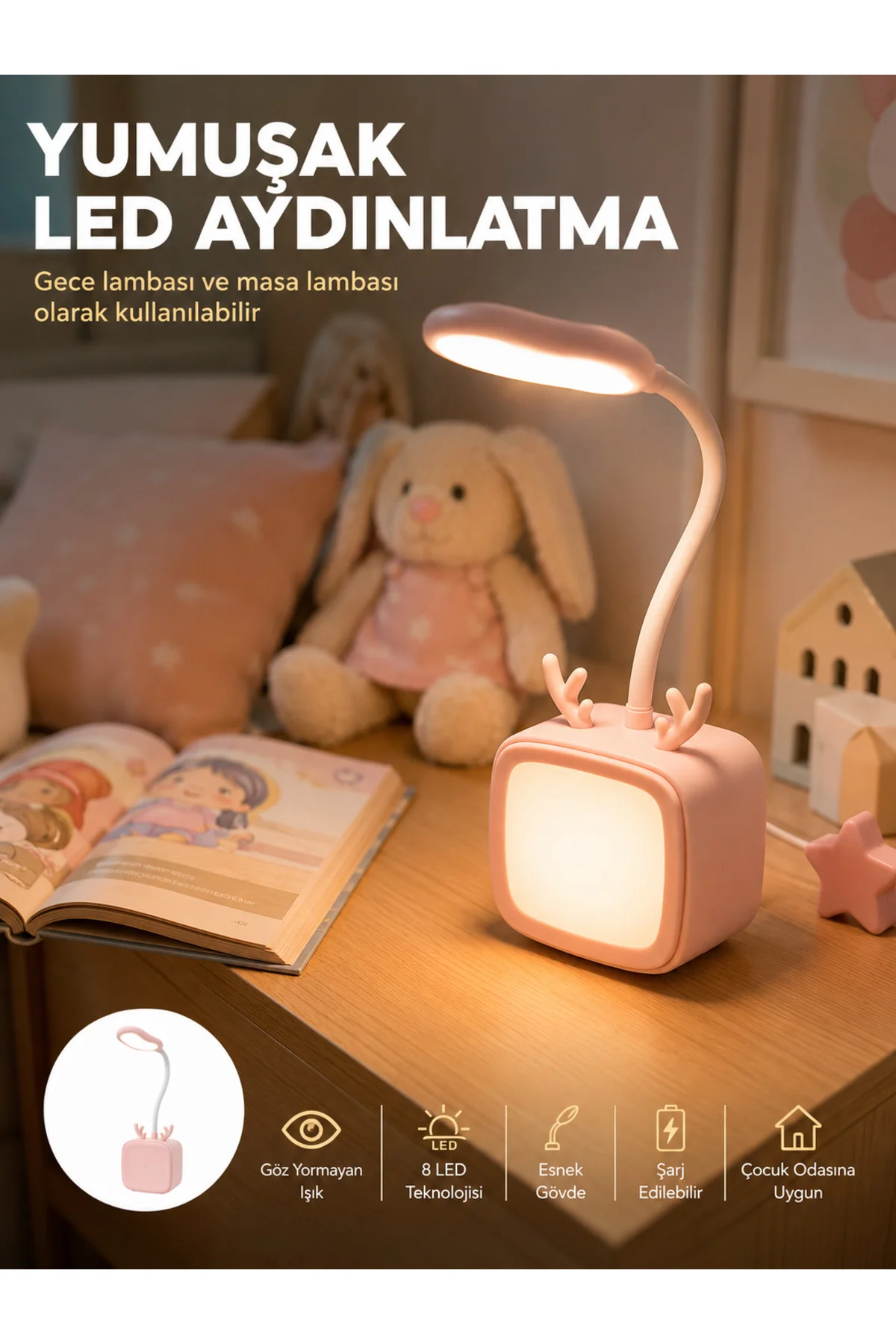 Kablosuz LED Masa ve Gece Lambası Dekoratif Şarjlı Tasarım Kablosuz LED Masa ve Gece Lambası Dekoratif Şarjlı Tasarım