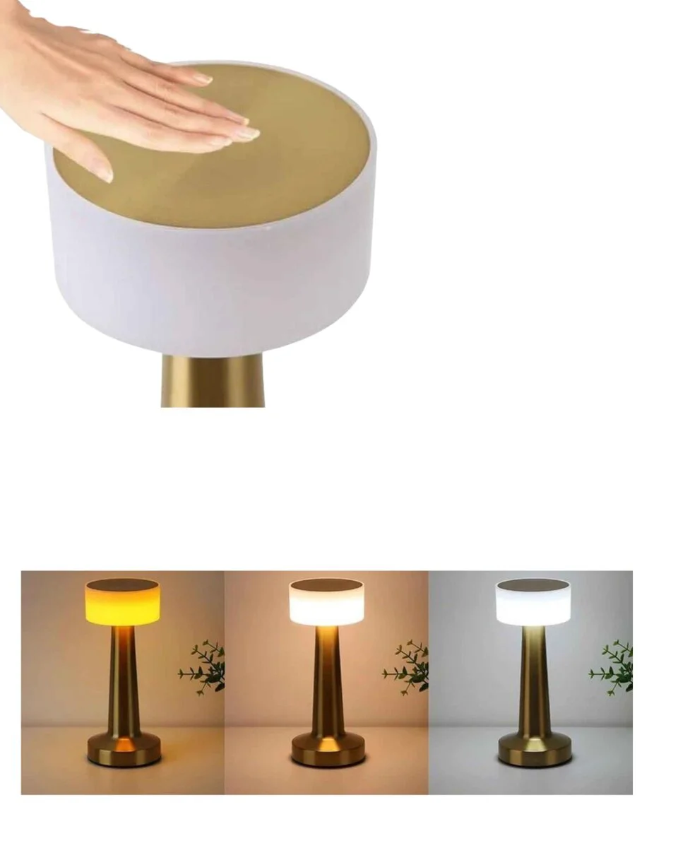 Kablosuz Mantar Masa Lambası Gold Kare Tasarım Type C Şarjlı