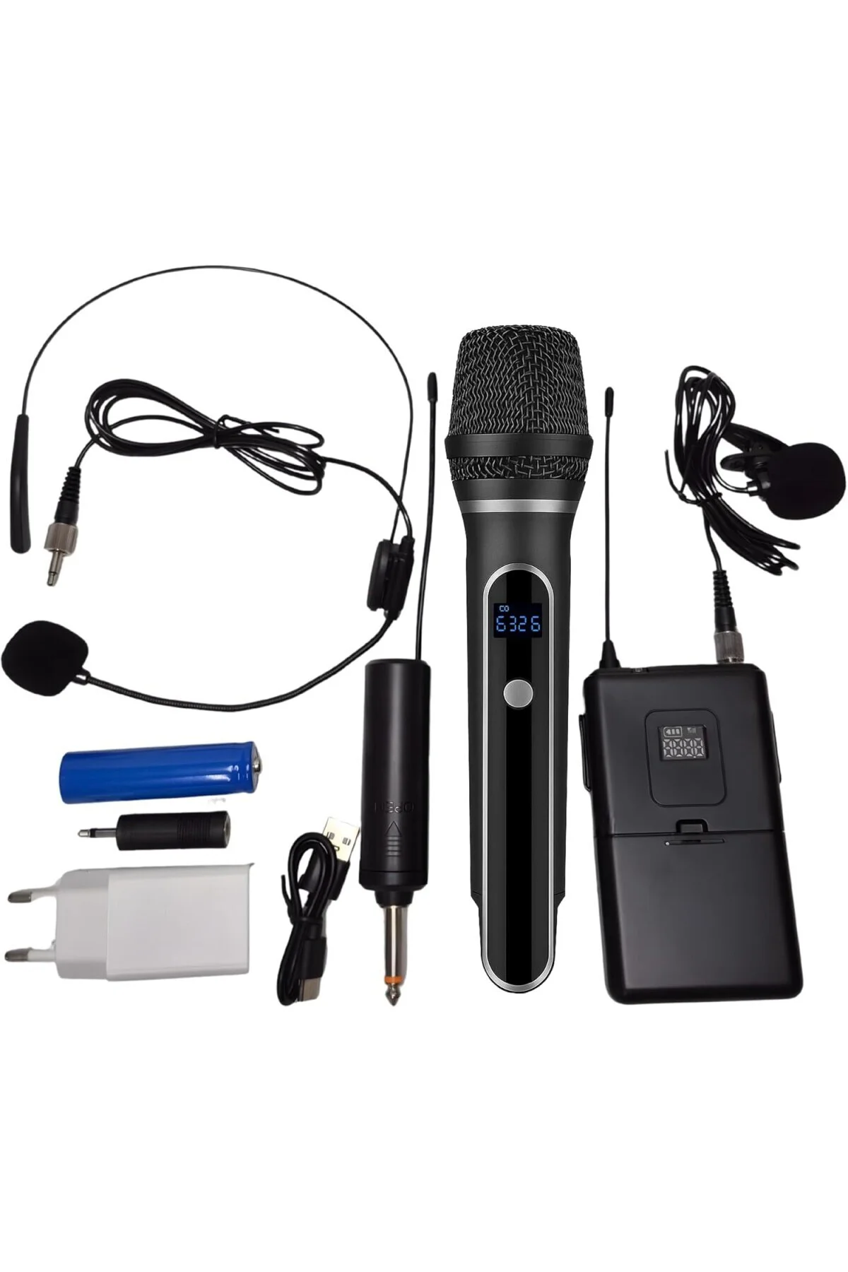 Kablosuz Mikrofon Seti – VHF 220–270 MHz Wireless El Mikrofonu ve