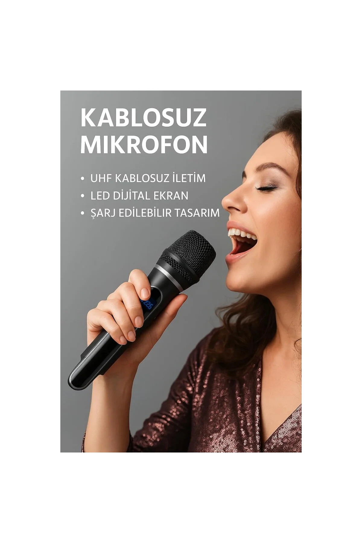 Kablosuz Mikrofon Seti – VHF 220–270 MHz Wireless El Mikrofonu ve