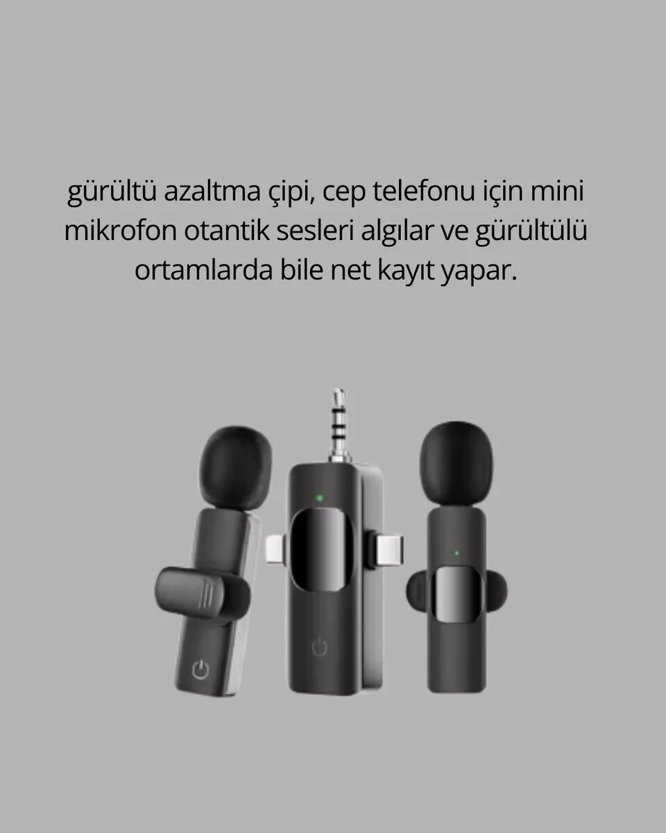 Kablosuz Mikrofon - Telefon ve Bilgisayar Uyumlu
