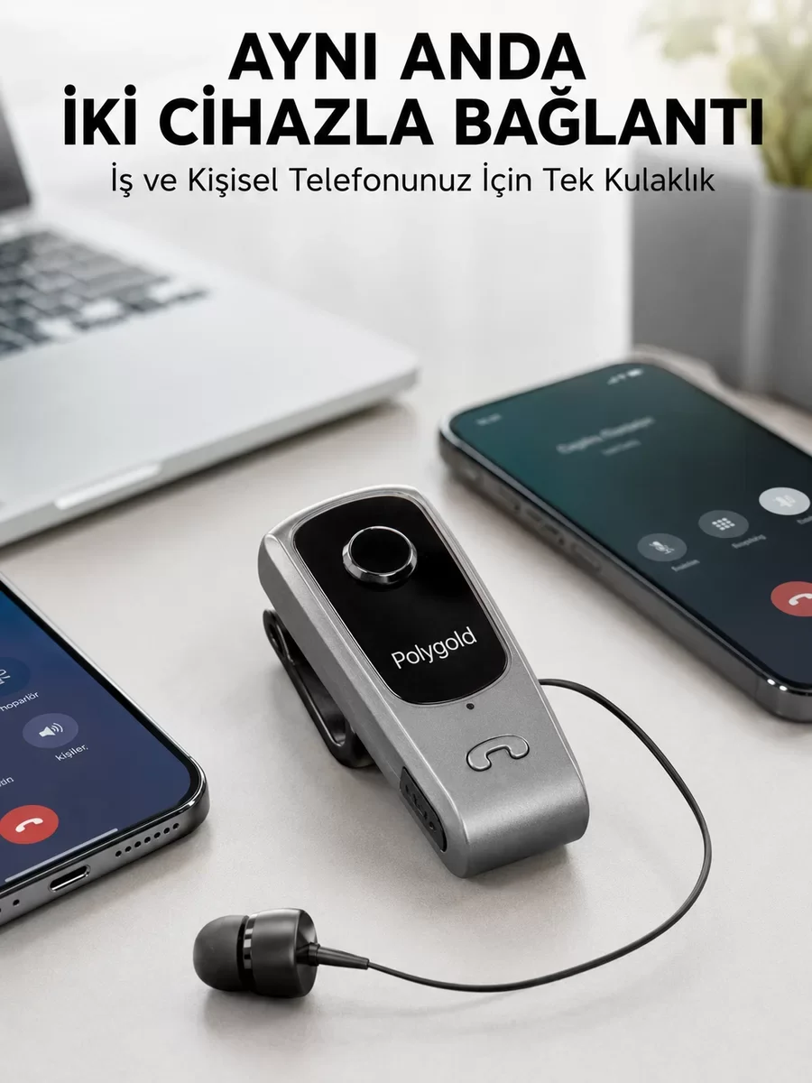 Kablosuz Mikrofonlu Kulak İçi Kulaklık - 10 Saat Pil Ömrü, Ses Kontrolü ve İki Cihaz Bağlantısı