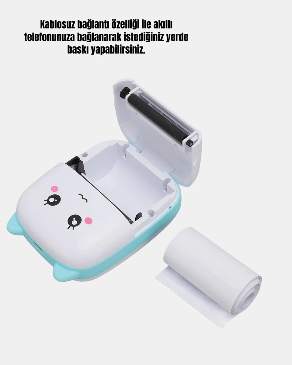 Kablosuz Mini Cep Yazıcısı Bluetooth Destekli 1200mAh Bataryalı
