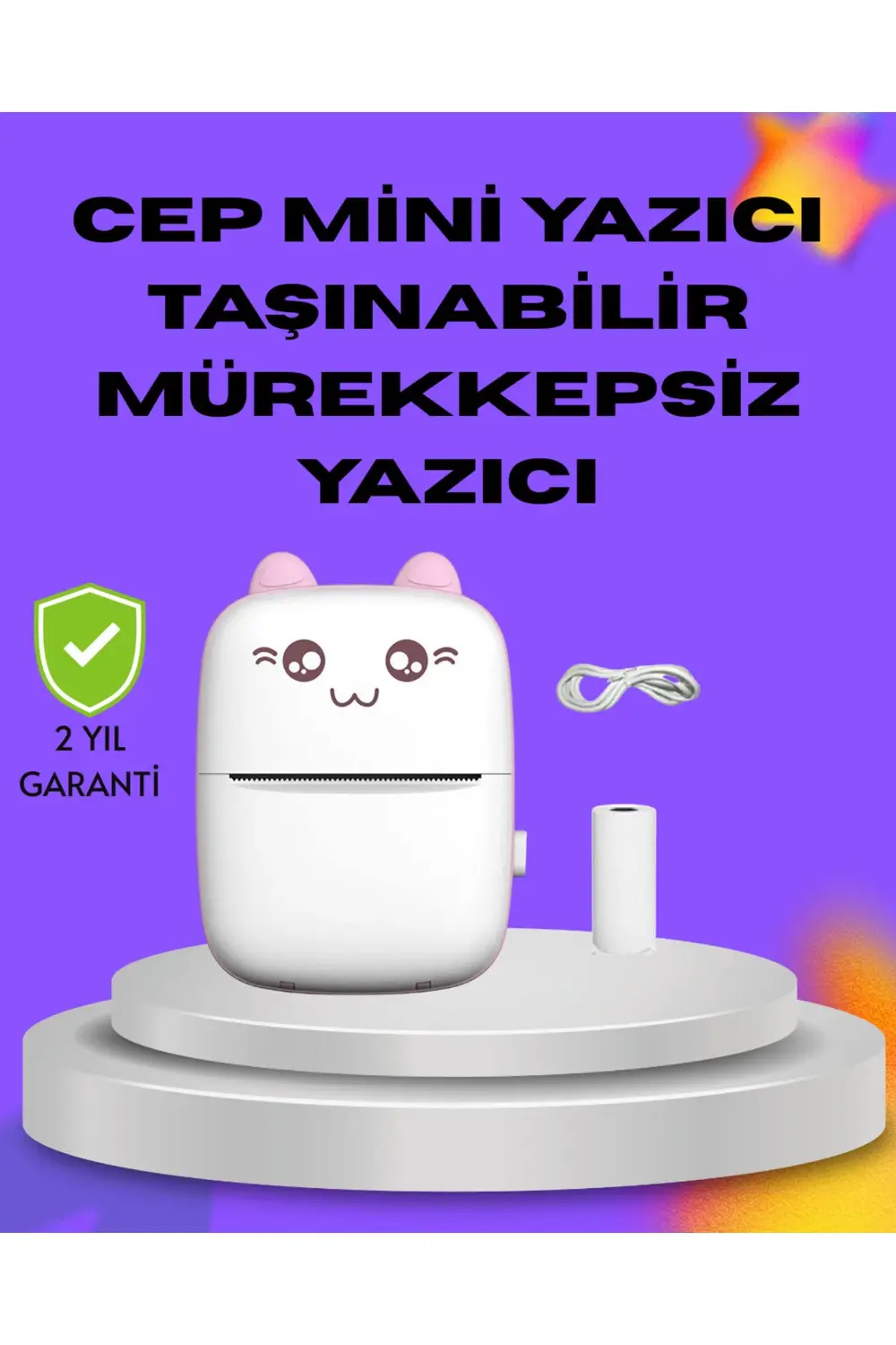 Kablosuz Mini Cep Yazıcısı Bluetooth Destekli 1200mAh Bataryalı