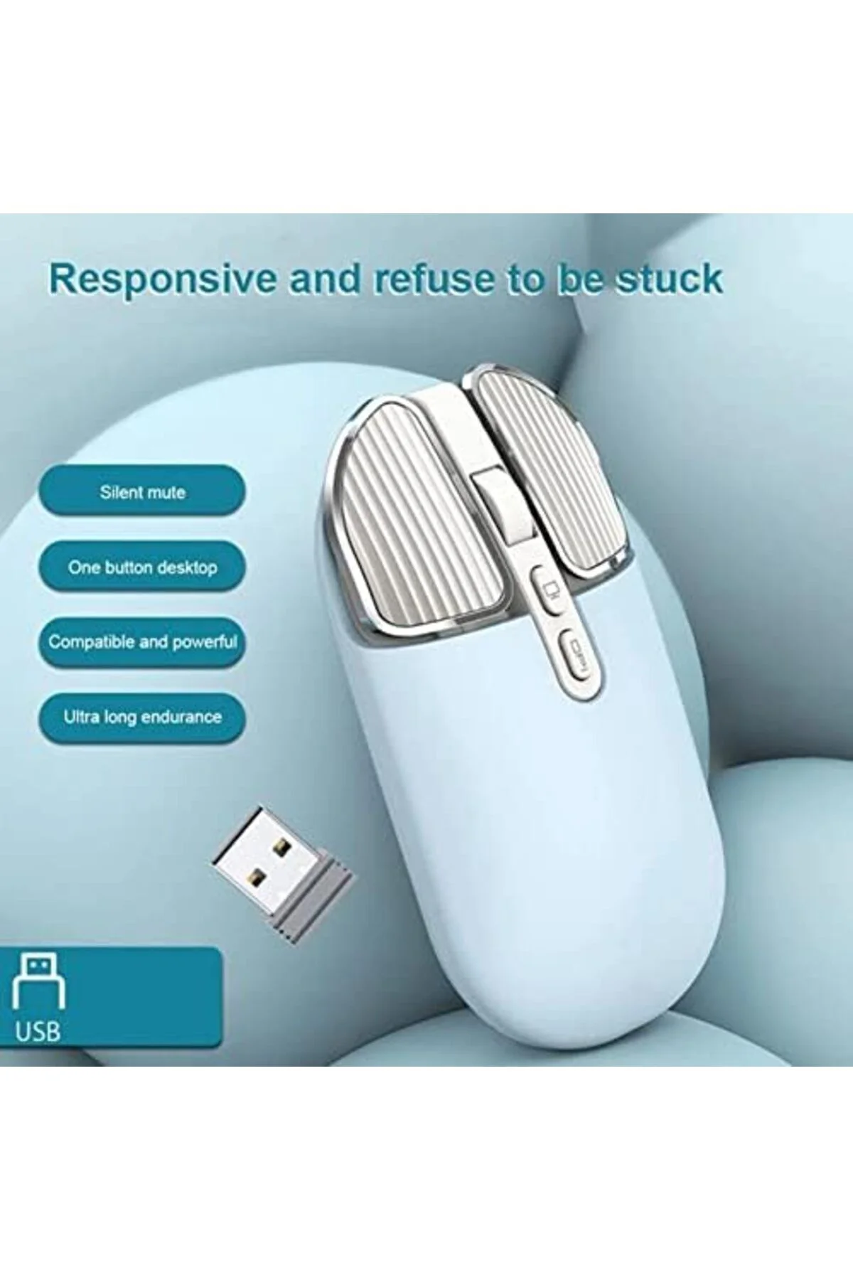 Kablosuz Mouse Ergonomik Sessizlik Tıklayın Dizüstü Bilgisayar PC Ofis/Ev/İş, İki Elini Kullanabilen