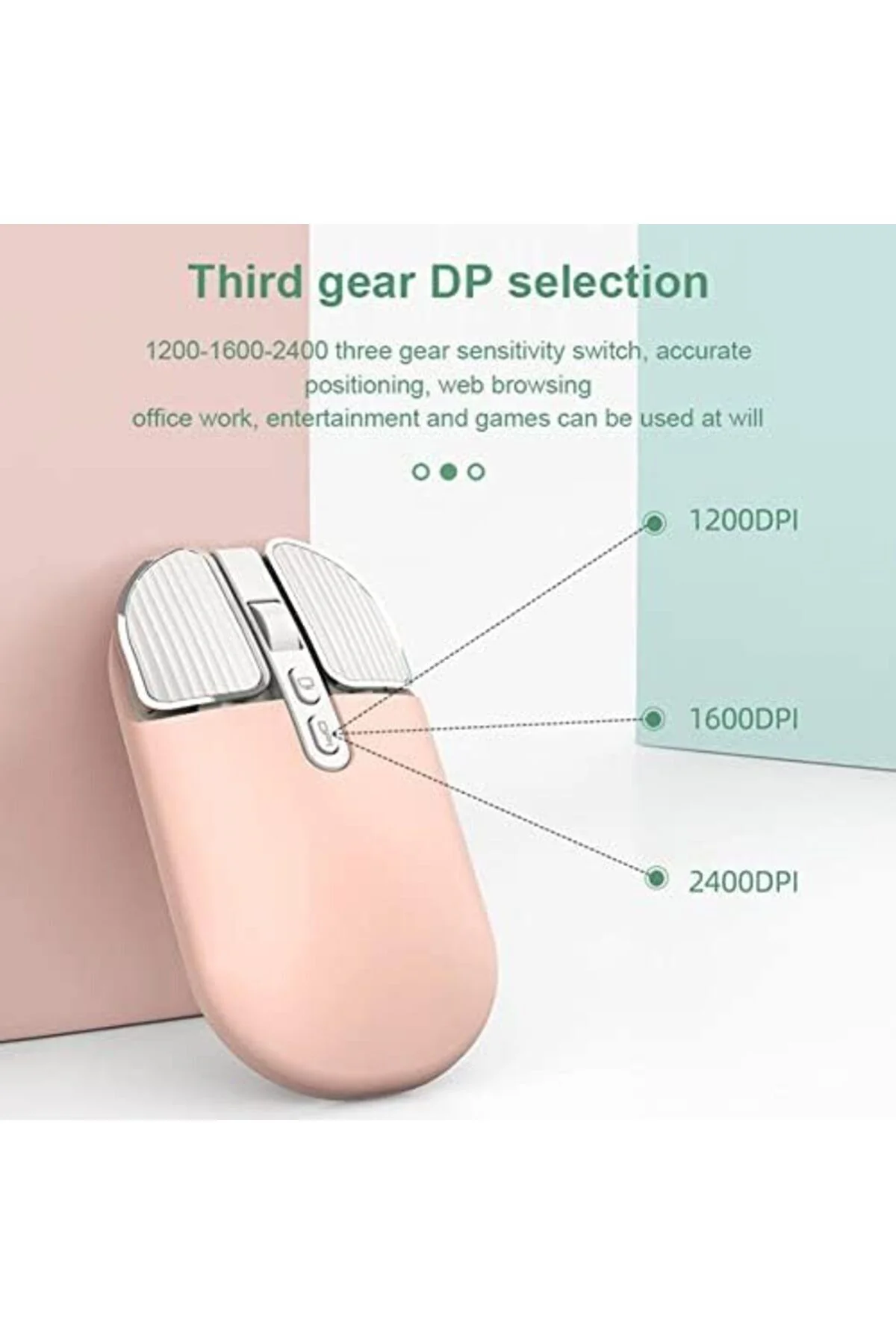 Kablosuz Mouse Ergonomik Sessizlik Tıklayın Dizüstü Bilgisayar PC Ofis/Ev/İş, İki Elini Kullanabilen