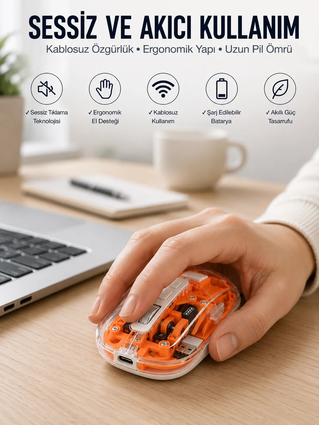 Kablosuz Mouse Fare 5.0 Bluetooth Bağlantılı USB Girişli Yeni Nesil Fiyatı, Yorumları ve Özellikleri