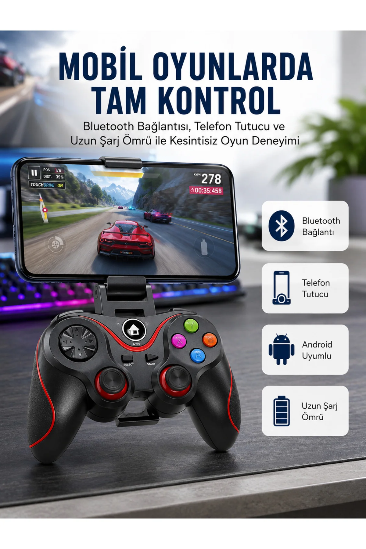 Kablosuz Oyun Kolu Bluetooth Joystick Gamepad Android Uyumlu Kablosuz Oyun Kolu Bluetooth Joystick Gamepad Android Uyumlu