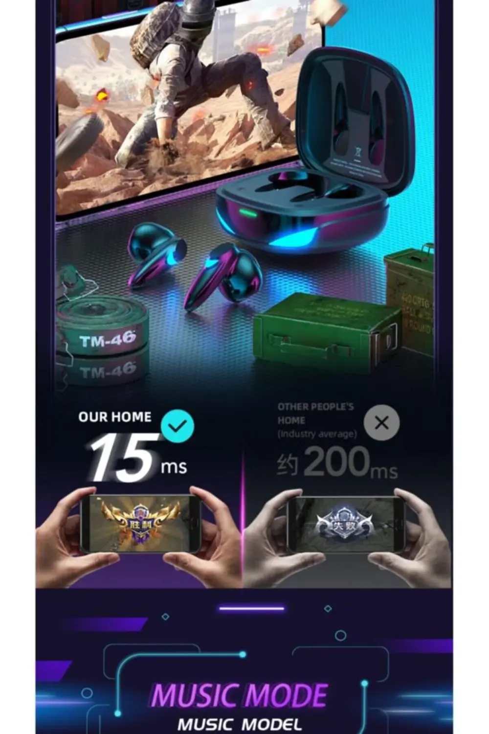 Kablosuz Oyuncu Kulaklığı Rgb Işıklı Çift Mikrofonlu 3 Modlu Blue