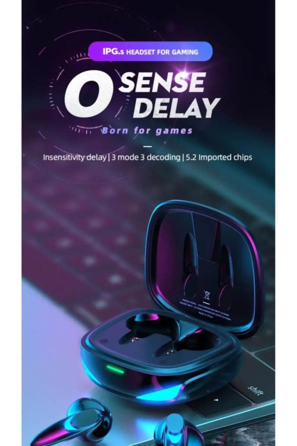 Kablosuz Oyuncu Kulaklığı Rgb Işıklı Çift Mikrofonlu 3 Modlu Blue