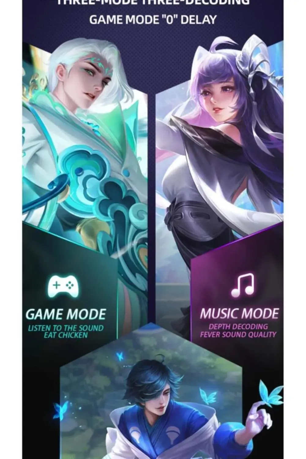 Kablosuz Oyuncu Kulaklığı Rgb Işıklı Çift Mikrofonlu 3 Modlu Blue