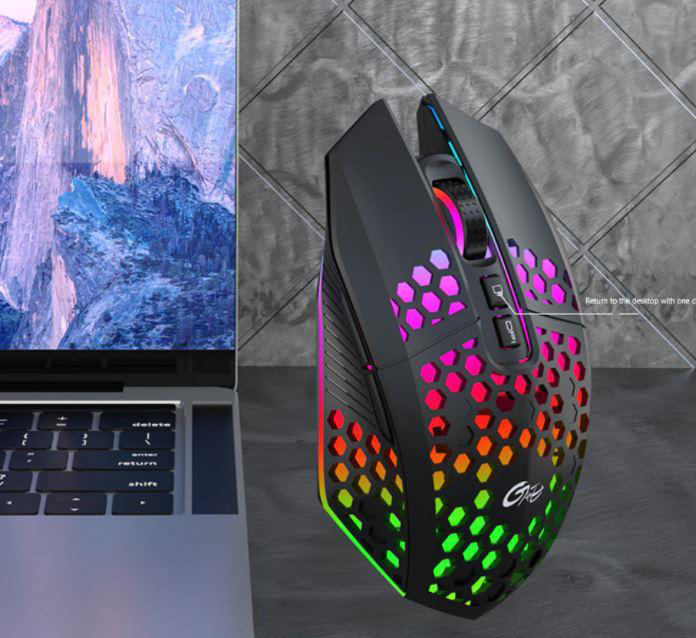 Kablosuz Oyuncu Mouse Rgb LED 2.4G 8 Buton 1600DPİ Şarj Edilebili