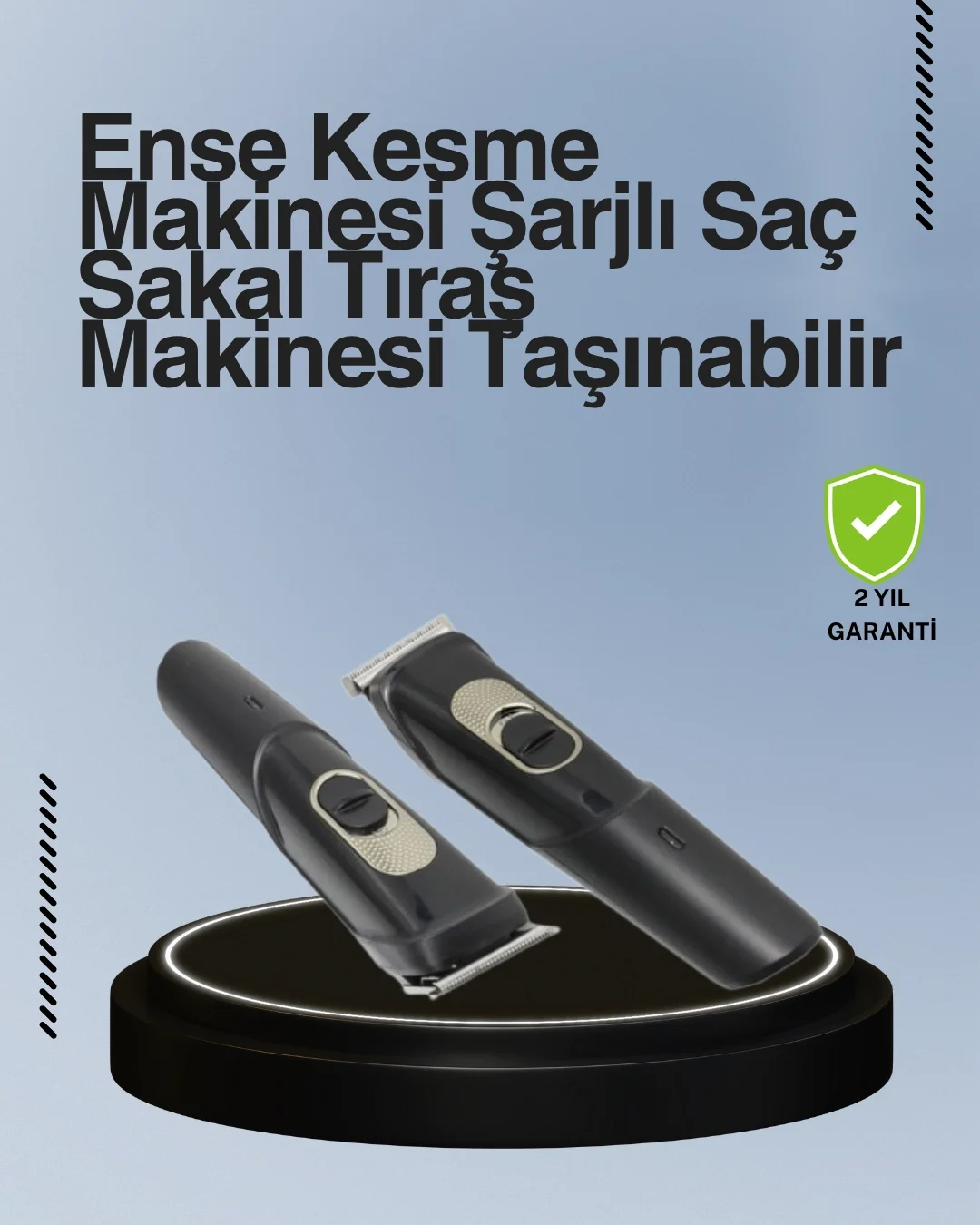 Kablosuz, Paslanmaz Çelik Bıçaklı Profesyonel Saç ve Sakal Tıraş 