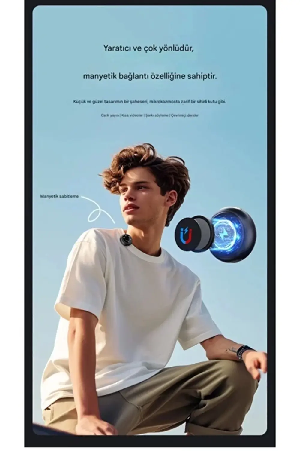 Kablosuz Profesyonel İkili Yayın Yaka Mikrofonu Şarj Kutu Mıknatı