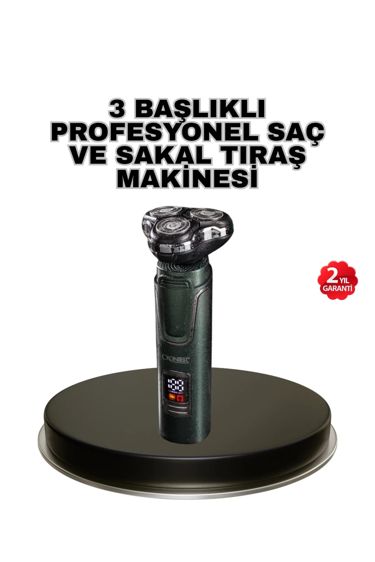 Kablosuz Profesyonel Erkek Bakım Seti – 3 Başlıklı 3D Akıllı Kesim Taşınabilir