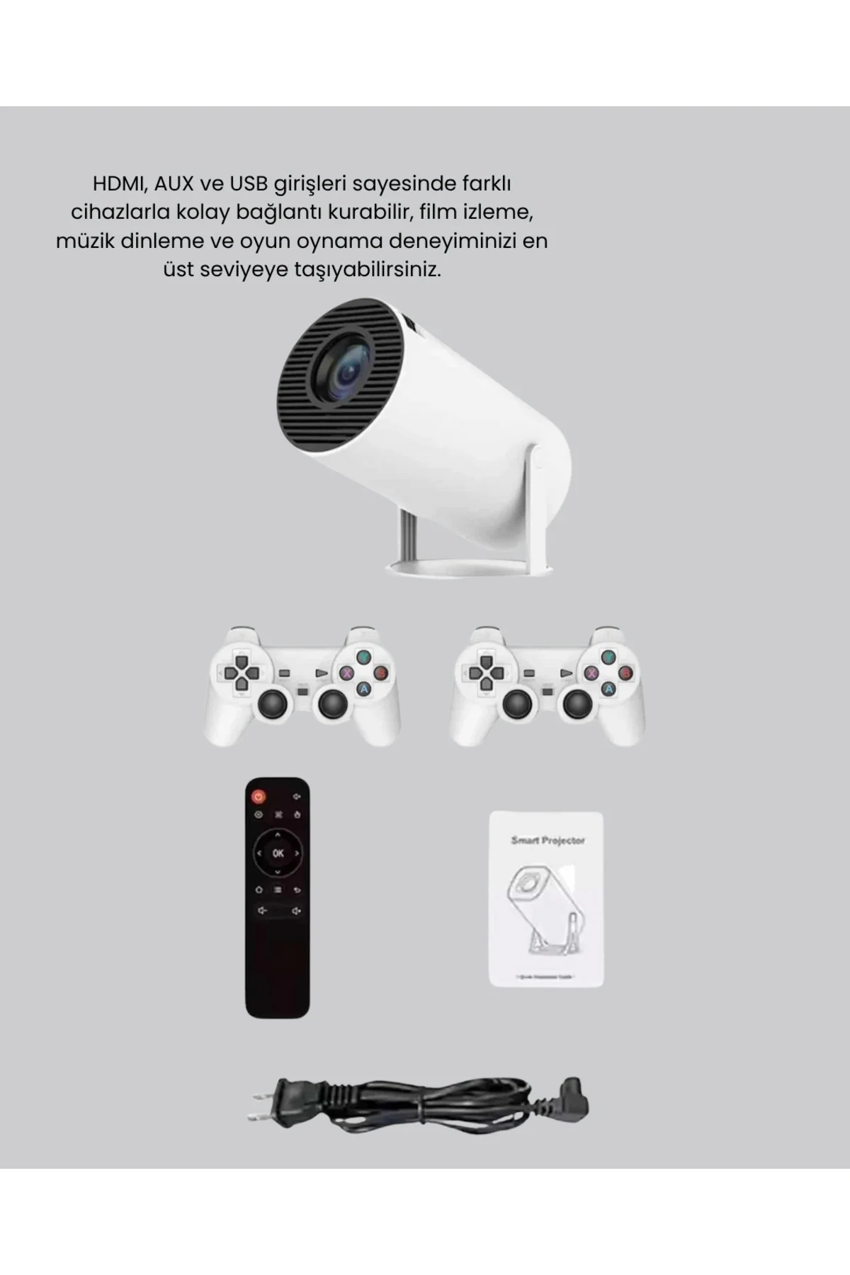 Kablosuz Projeksiyon Cihazı 4K Destekli HDMI USB Oyun Uyumlu