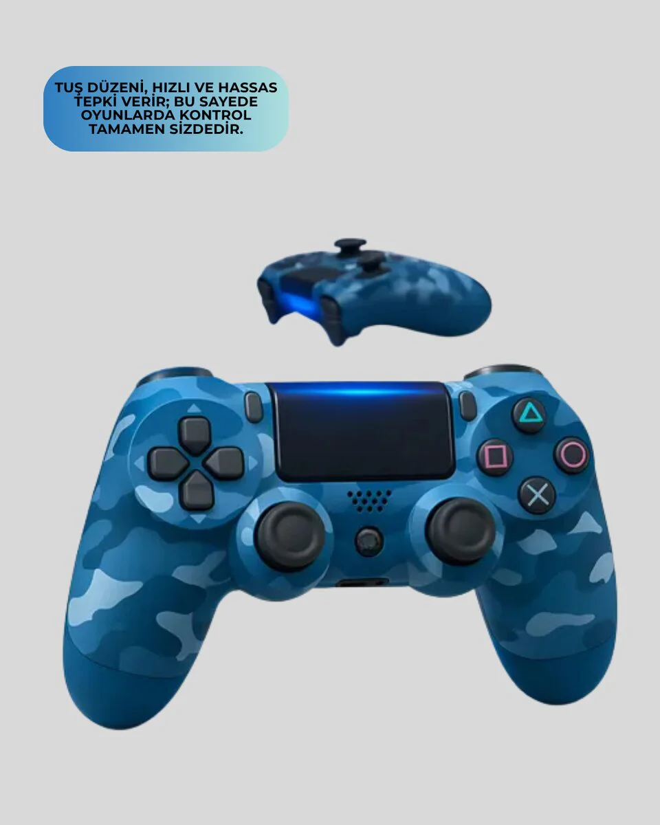 Kablosuz PS4 Oyun Kolu Çift Motor Titreşimli Uzun Bataryalı