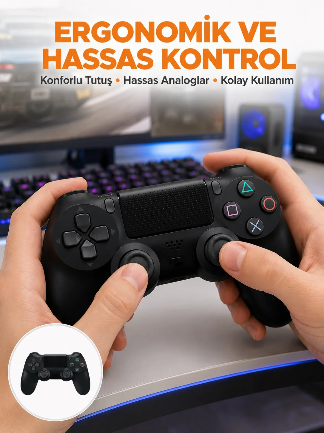 Kablosuz PS4 Oyun Kolu – Çift Titreşimli Motor, Uzun Pil Ömrü ve Hassas Kontrol Yeni Nesil