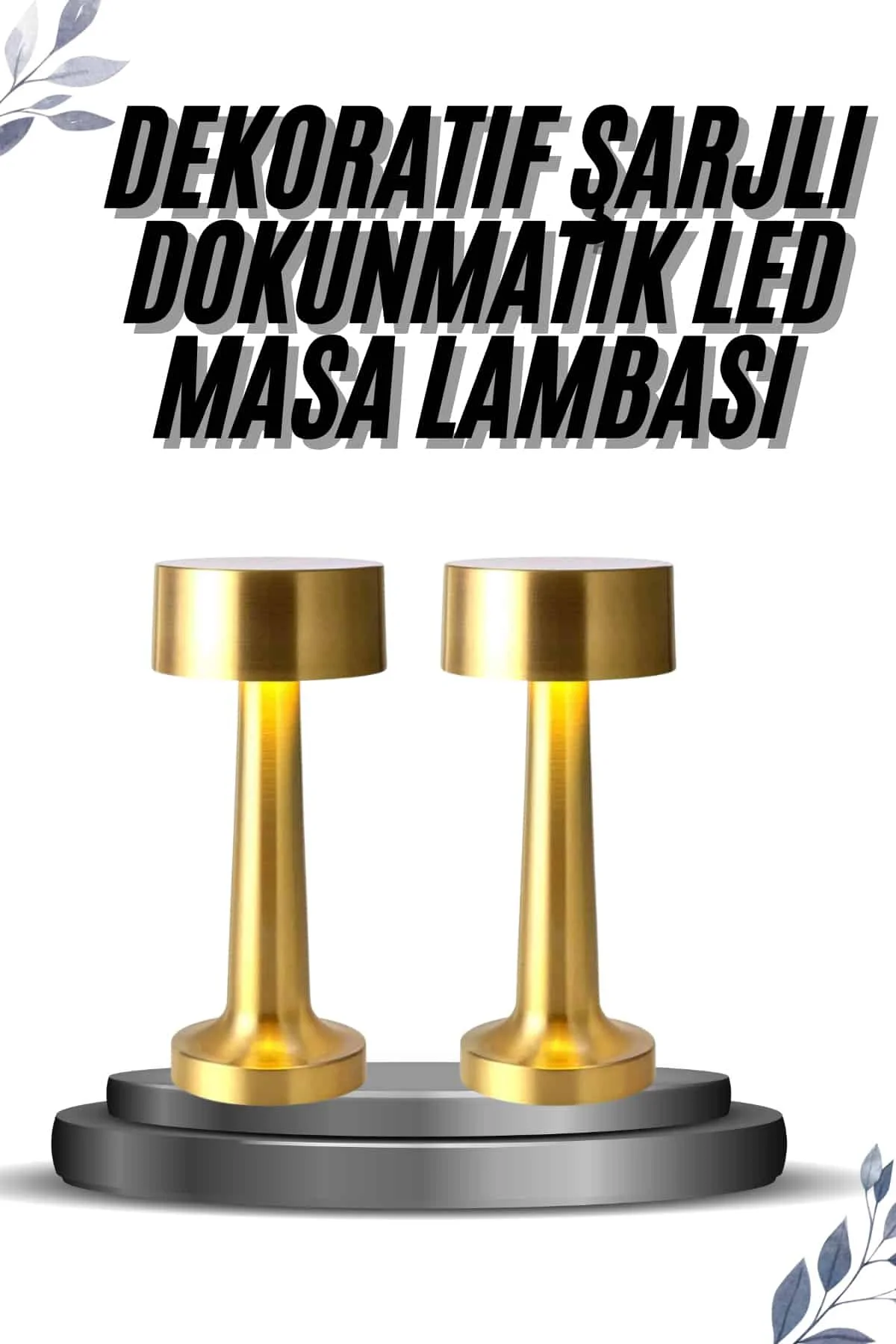 Kablosuz Renkli Masa ve Gece Lambası Altın Rengi Dokunmatik Led L
