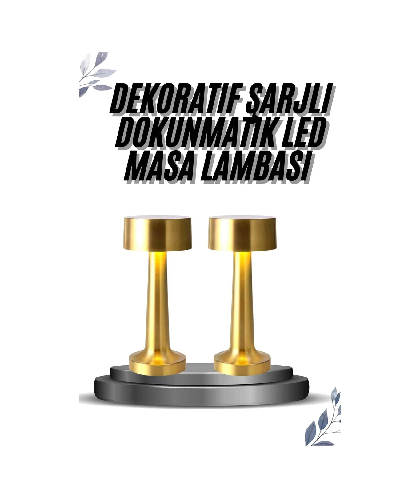 Kablosuz Renkli Masa Ve Gece Lambası Altın Rengi Dokunmatik Led L