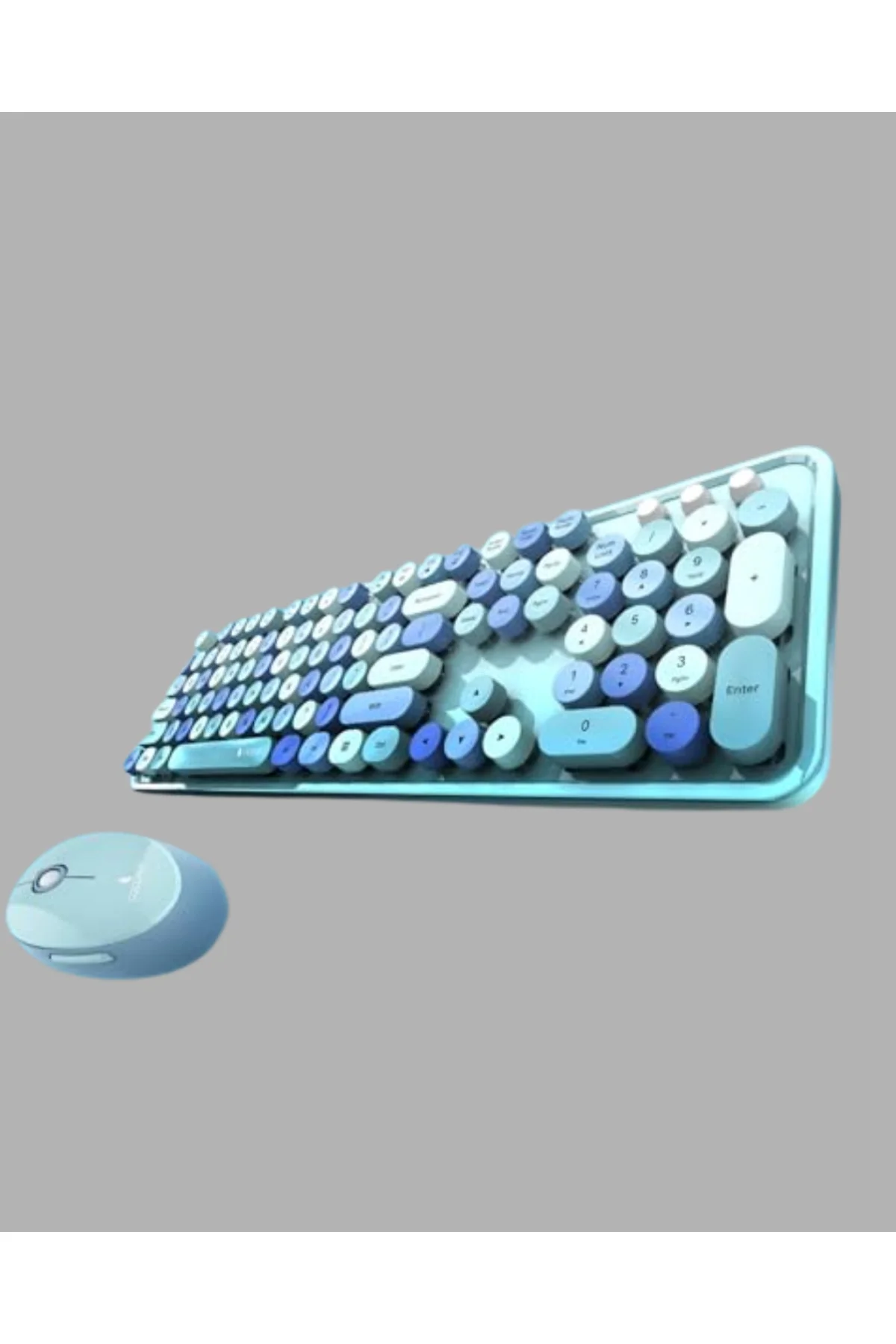 Kablosuz Retro Klavye ve Mouse Seti – 104 Tuşlu Sevimli Tasarım
