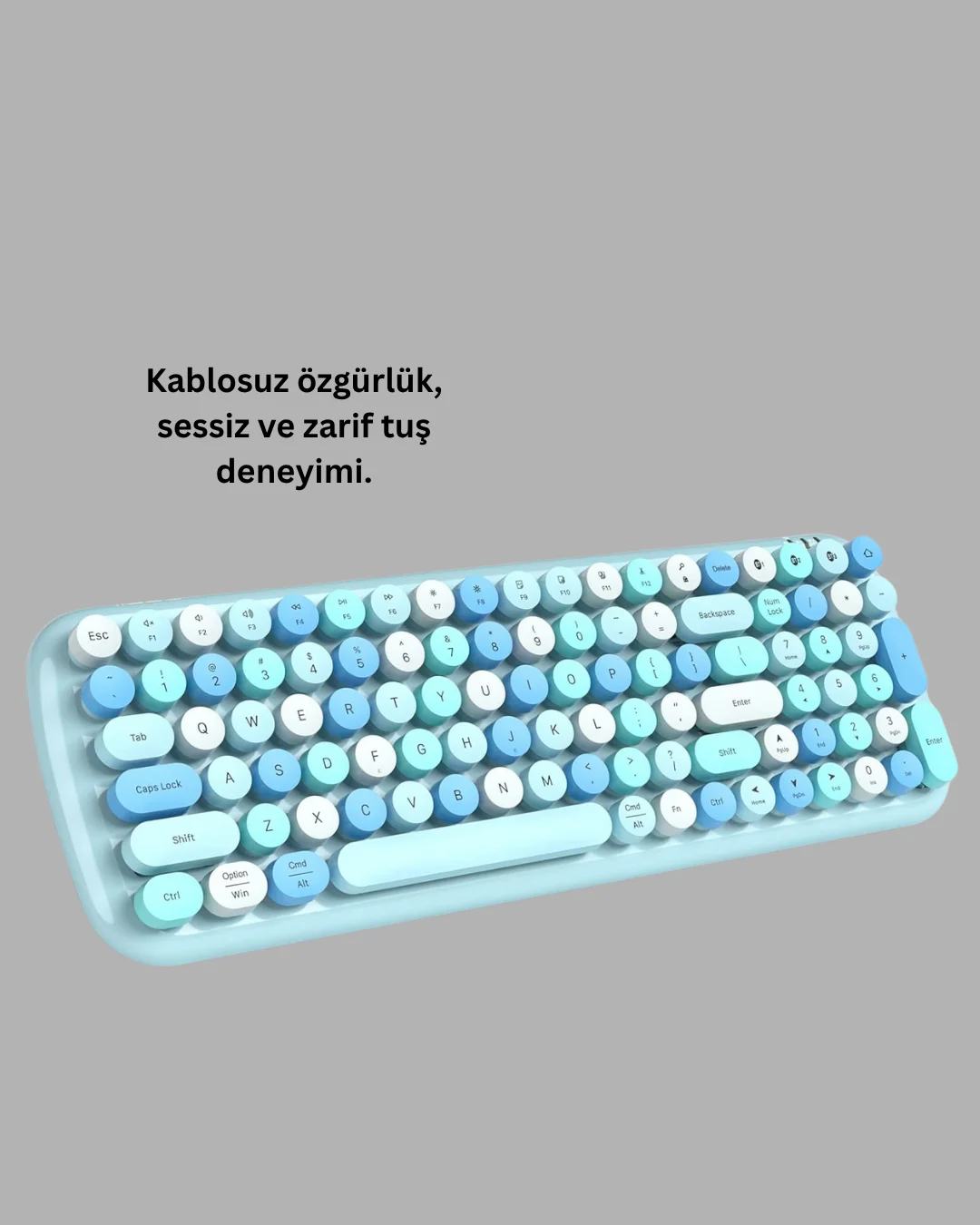 Kablosuz Retro Klavye ve Mouse Seti – 104 Tuşlu Sevimli Tasarım