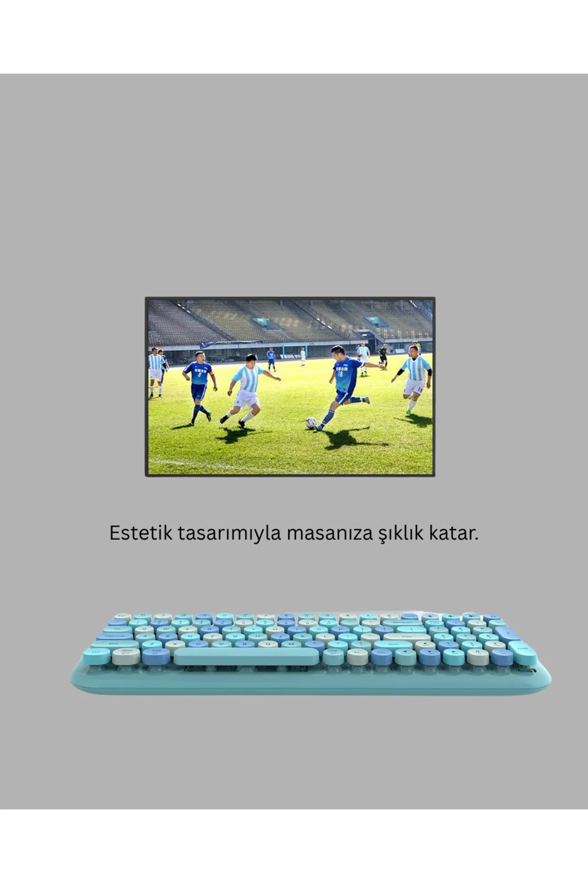 Kablosuz Retro Klavye ve Mouse Seti – 104 Tuşlu, Sessiz Yazım - L