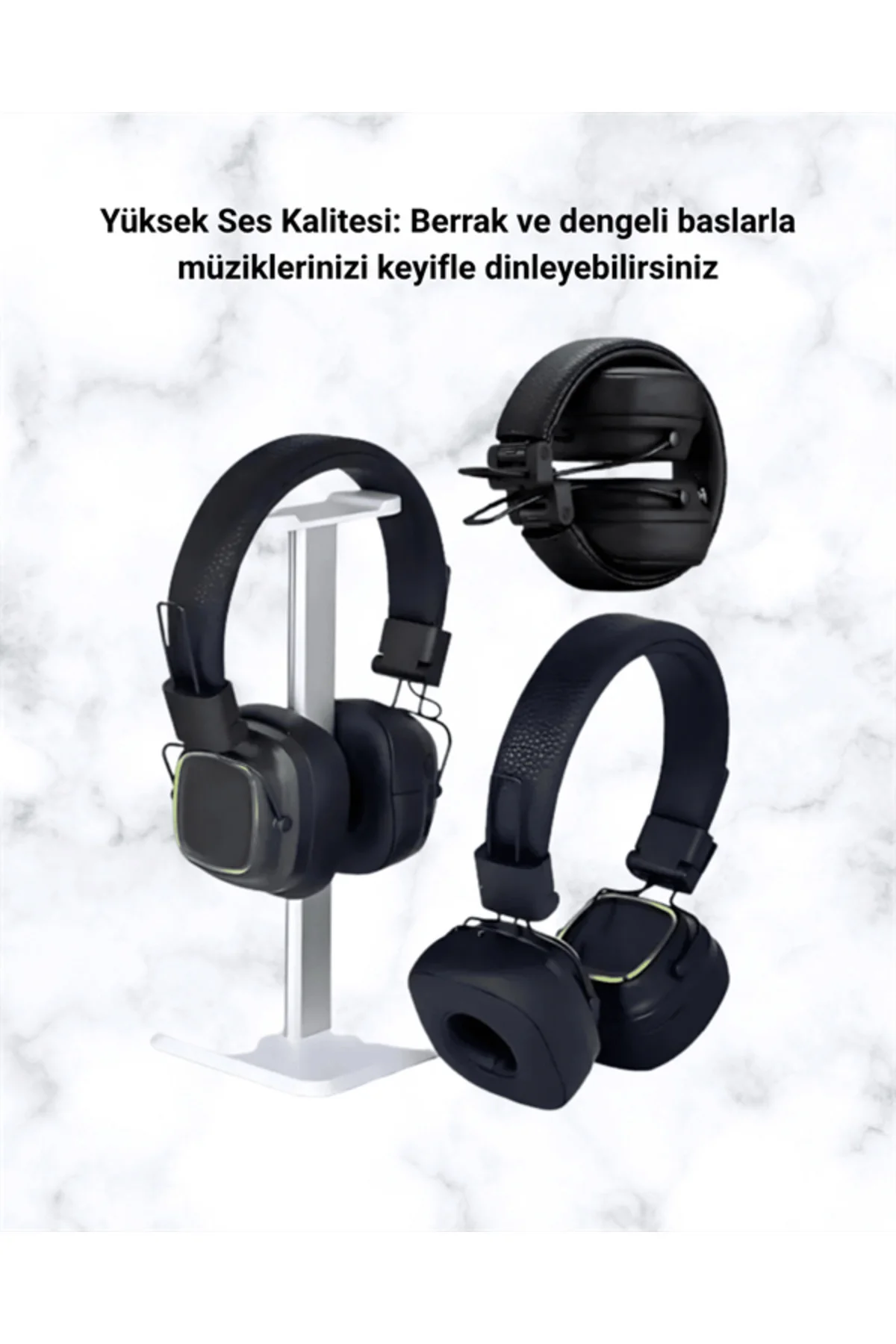 Kablosuz RGB Işıklı Katlanabilir Bluetooth Kulak Üstü Kulaklık - 