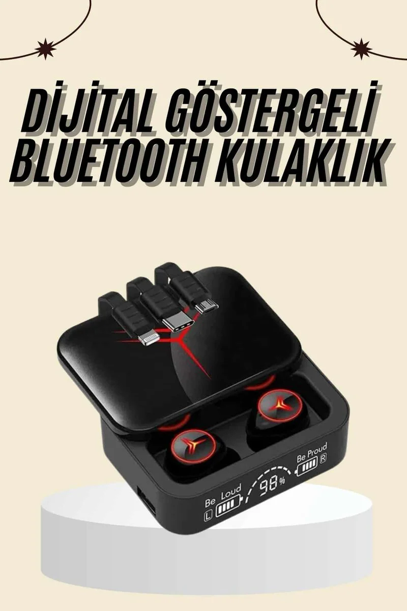 Kablosuz Şarj Göstergeli Powerbank Özellikli Bluetooth Kulaklık Ç