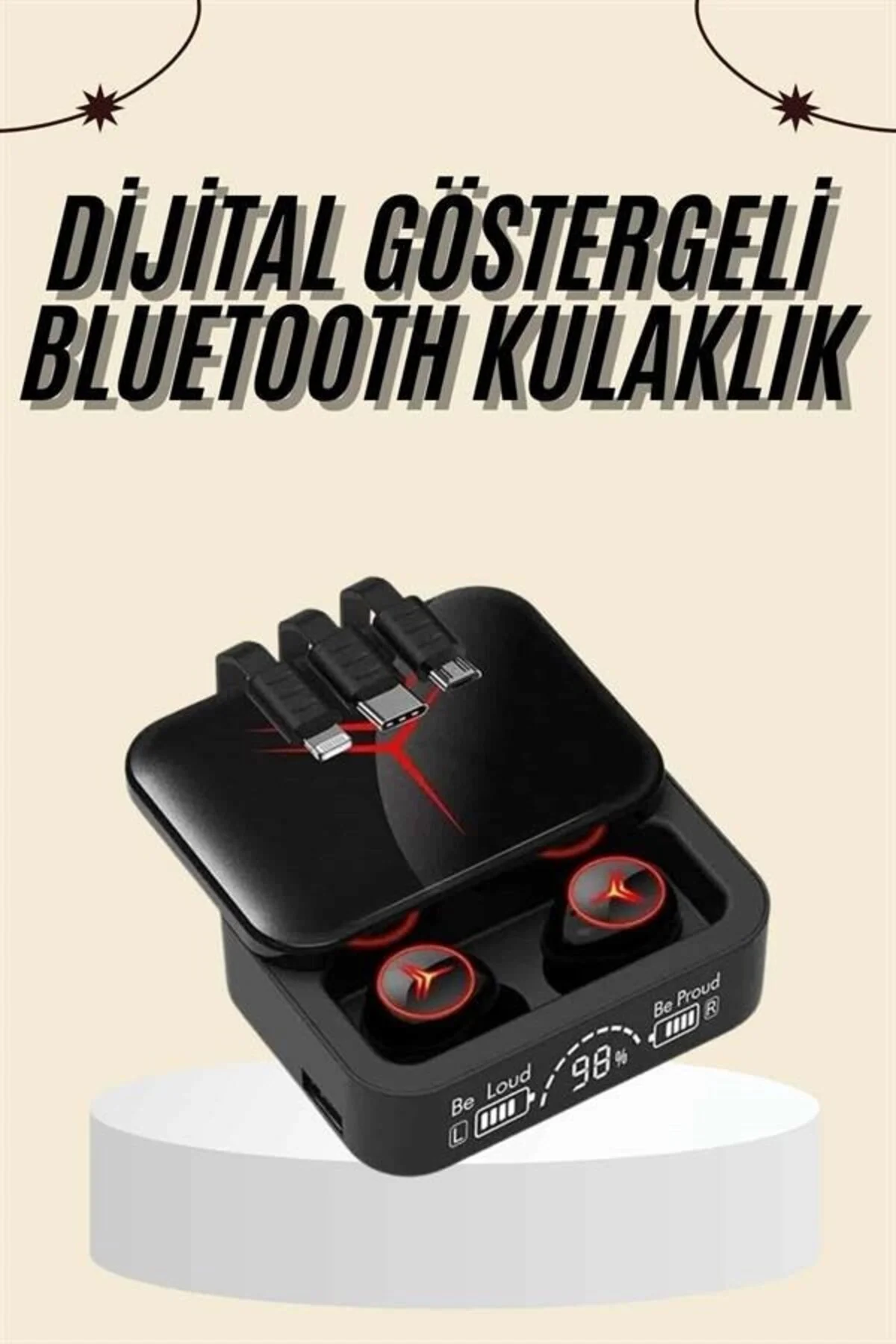 Kablosuz Şarj Göstergeli Powerbank Özellikli Bluetooth Kulaklık Çağrı Cevaplayabilen Kablosuz Şarj Göstergeli Powerbank Özellikli Bluetooth Kulaklık Çağrı Cevaplayabilen - Görsel 2