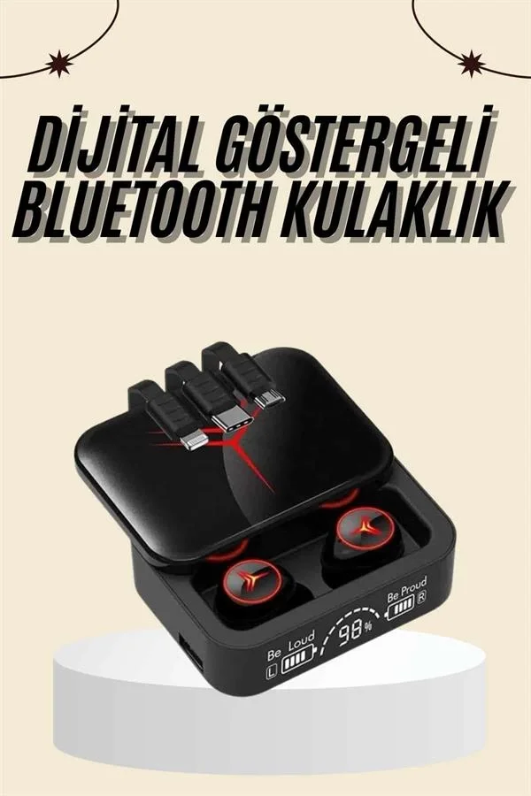Kablosuz Şarj Göstergeli Powerbank Özellikli Bluetooth Kulaklık Ç